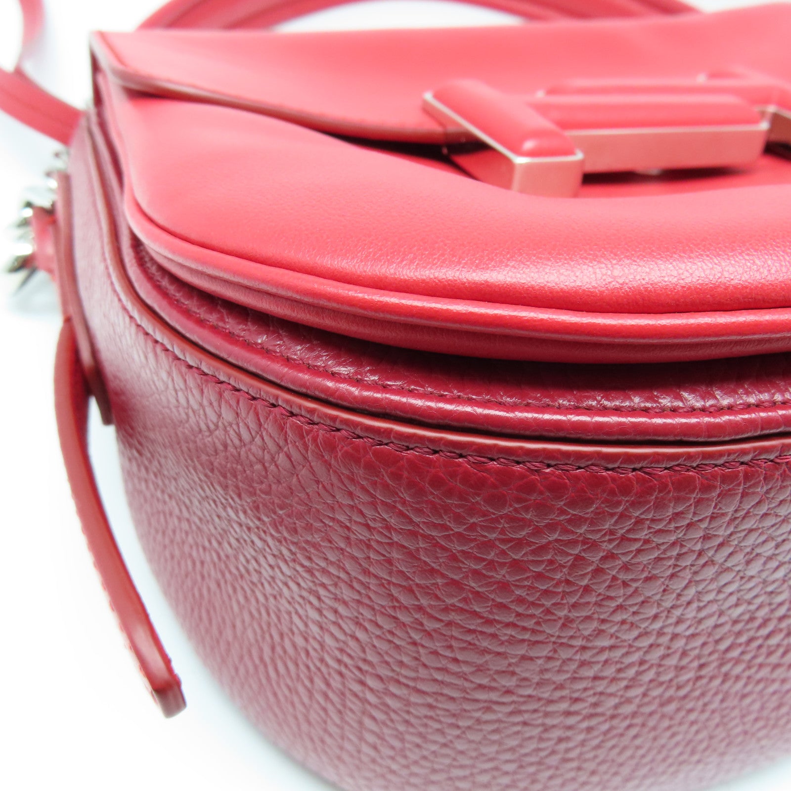 TOD'S 牛皮皮革Shoulder Bag银扣肩背袋红色