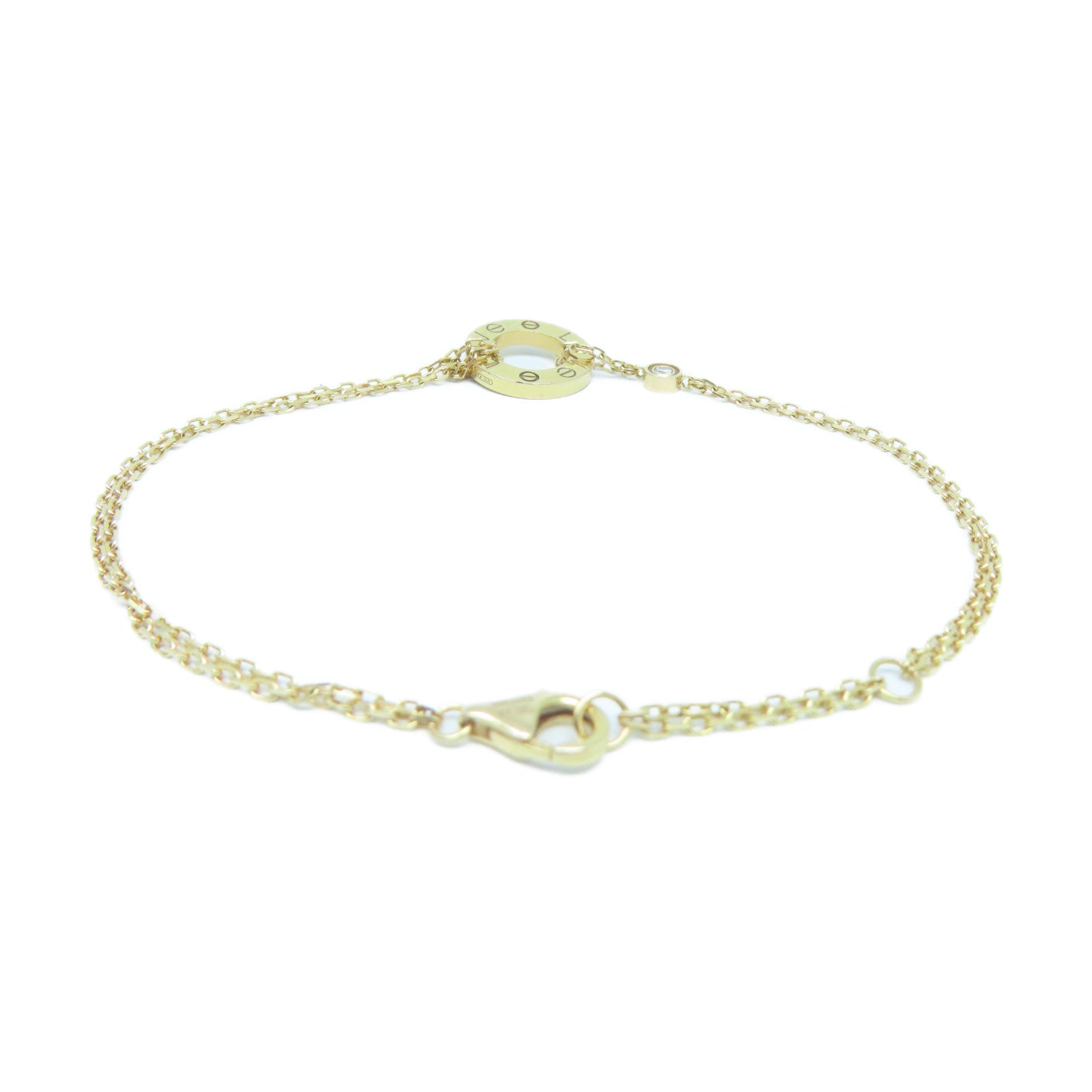 CARTIER 18K黃金Love Bracelet 2 diamonds手鏈金色 #16.25cm