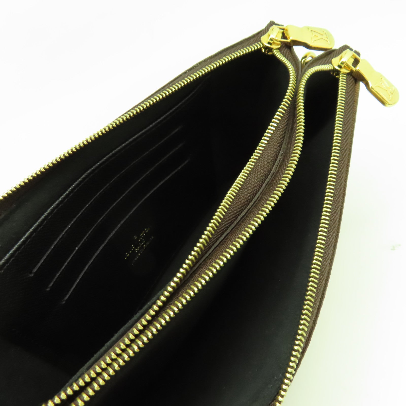 LOUIS VUITTON Monogram Double Zip Pochette肩背袋金扣啡色