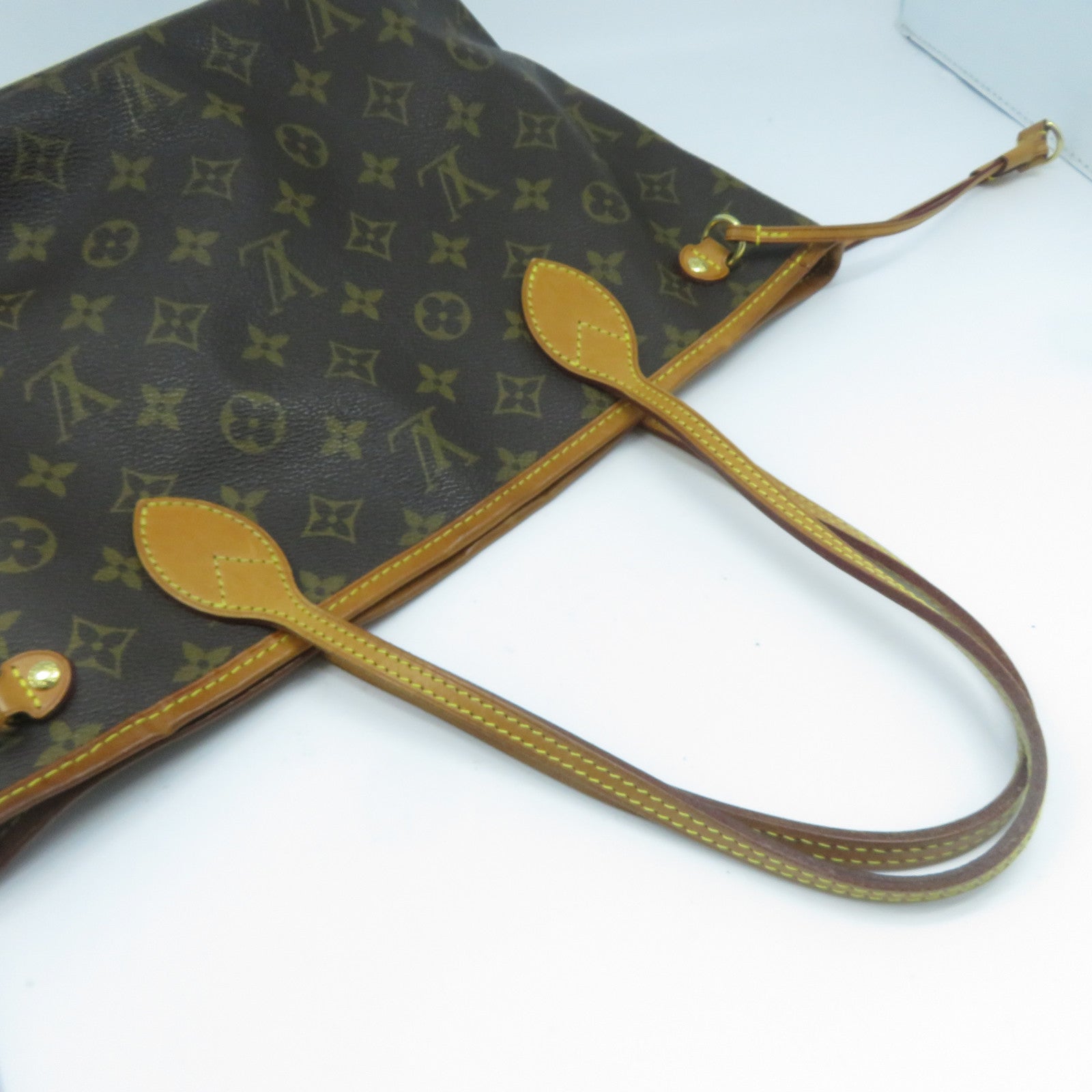 LOUIS VUITTON Monogram Neverfull PM金扣手挽袋啡色