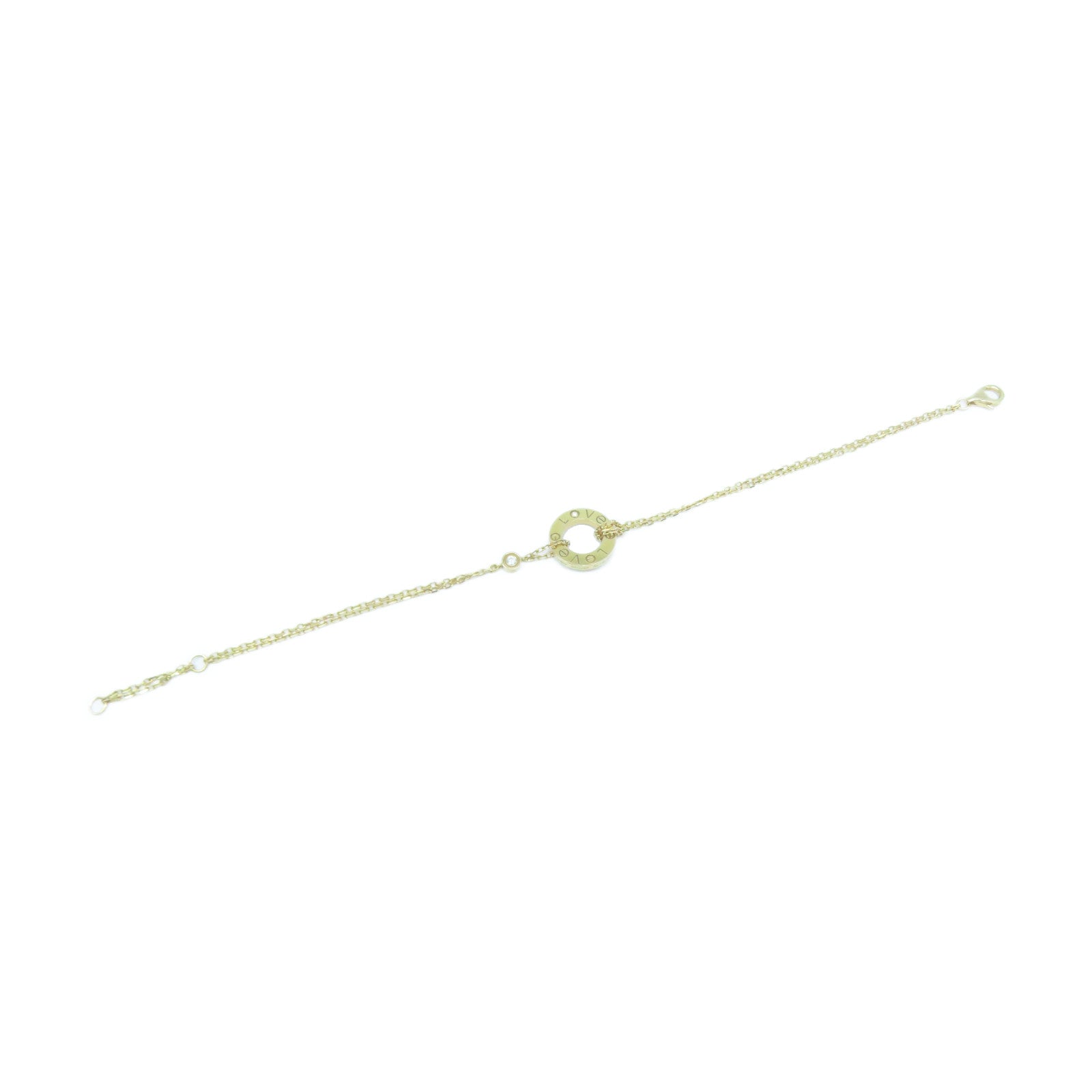 CARTIER 18K黃金Love Bracelet 2 diamonds手鏈金色 #16.25cm