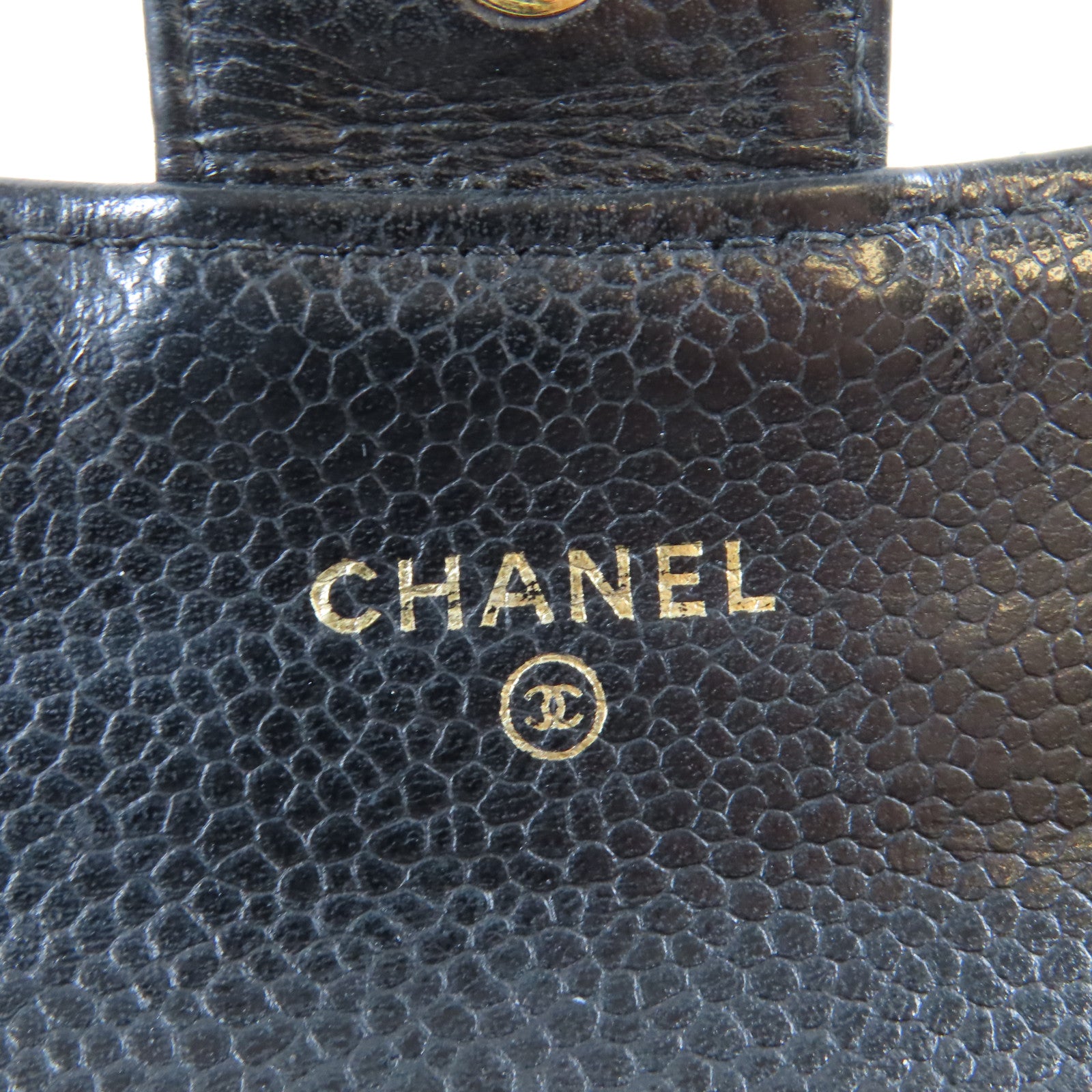 CHANEL 菱格Caviar皮革Card Case金扣卡片套黑色