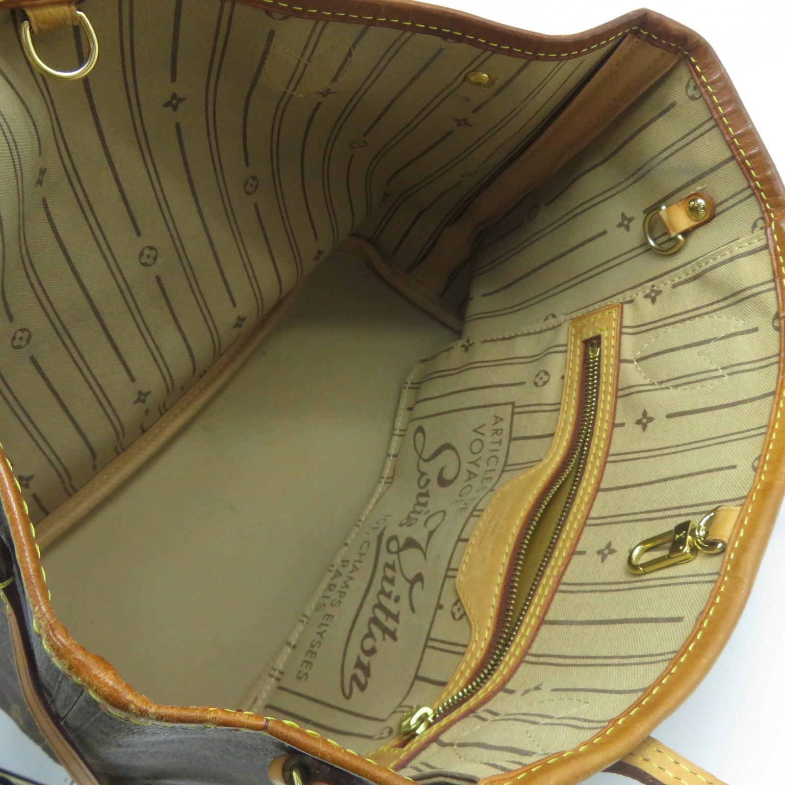 LOUIS VUITTON Monogram Neverfull PM金扣手挽袋啡色