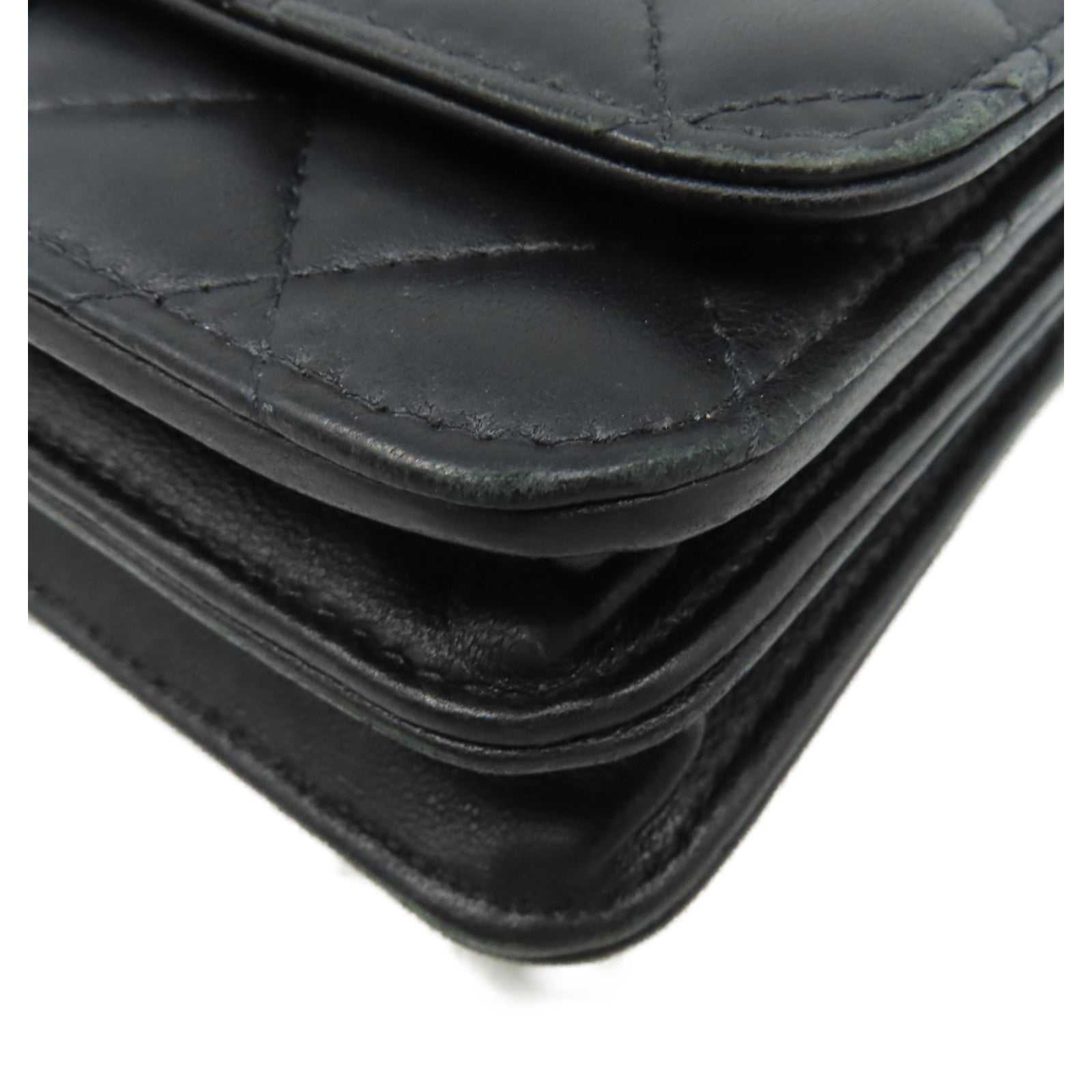 CHANEL 菱格羊皮皮革Trendy WOC Wallet On Chain金扣鏈帶肩背袋黑色
