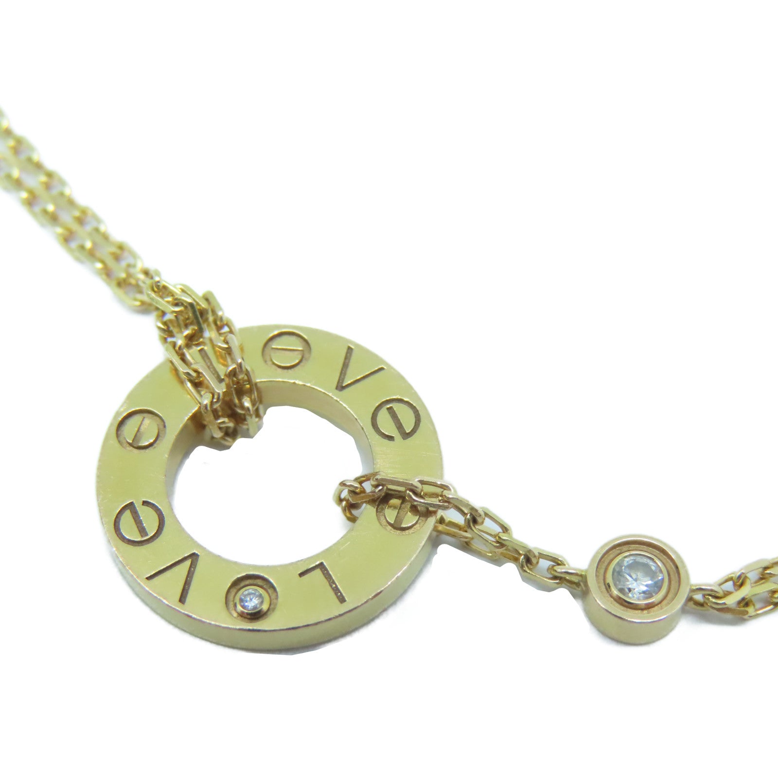 CARTIER 18K黃金Love Bracelet 2 diamonds手鏈金色 #16.25cm