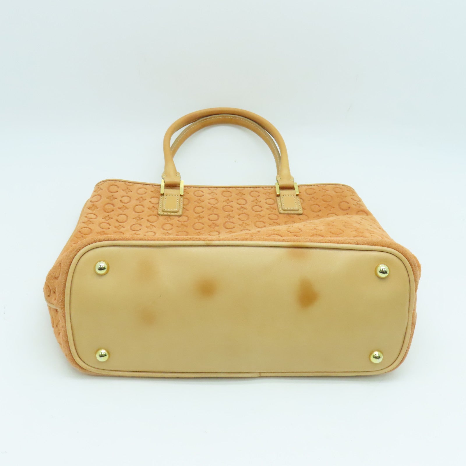CELINE 麂皮皮革/牛皮皮革Hand Bag金扣手挽袋橙色