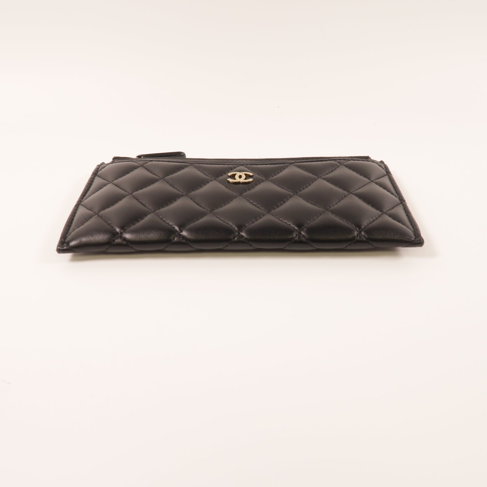 CHANEL 菱格羊皮皮革Long Wallet銀扣長錢包黑色