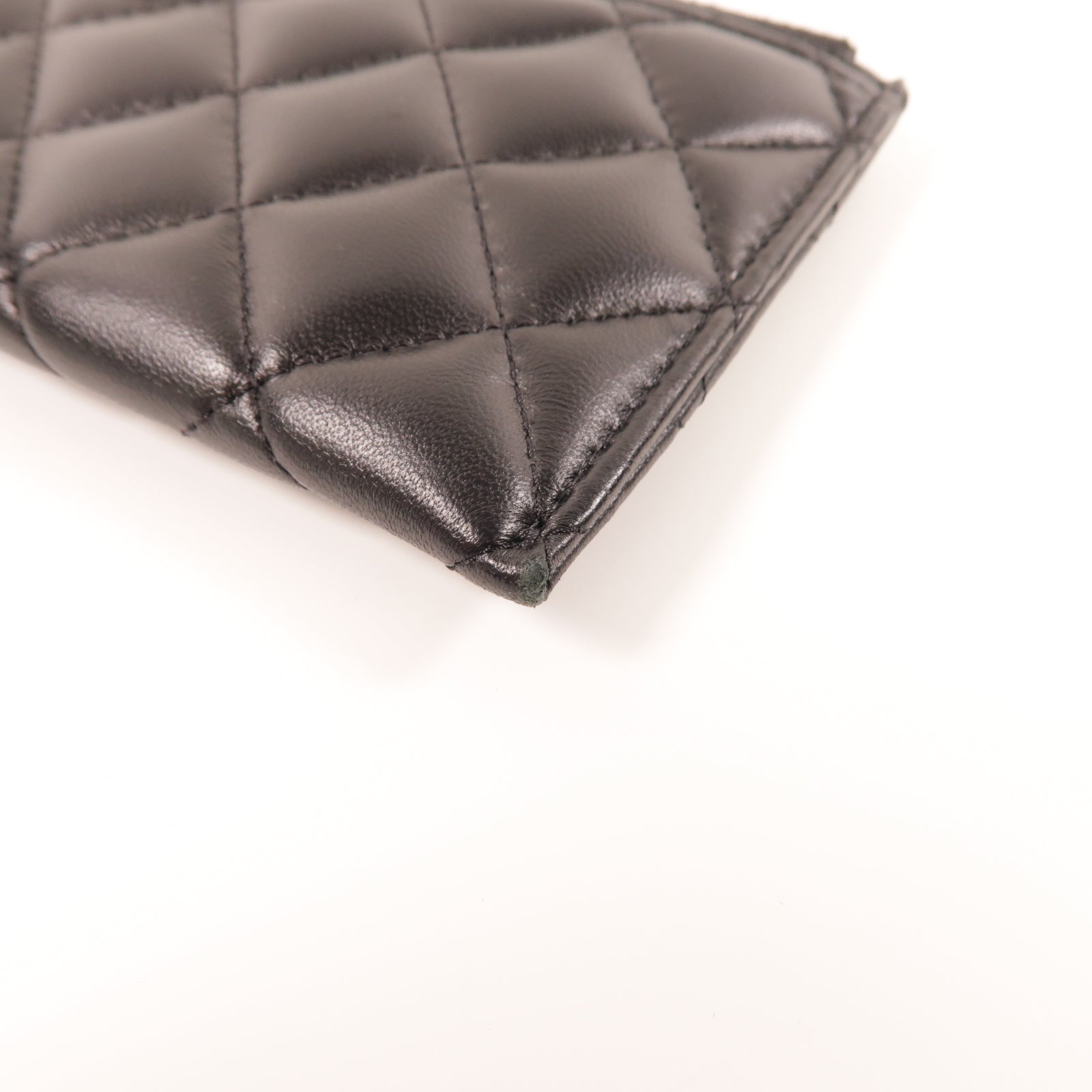CHANEL 菱格羊皮皮革Long Wallet銀扣長錢包黑色