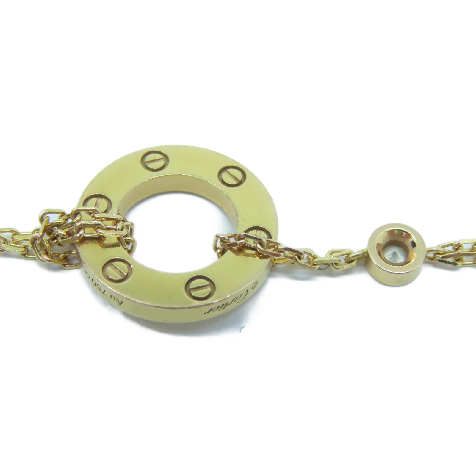 CARTIER 18K黃金Love Bracelet 2 diamonds手鏈金色 #16.25cm