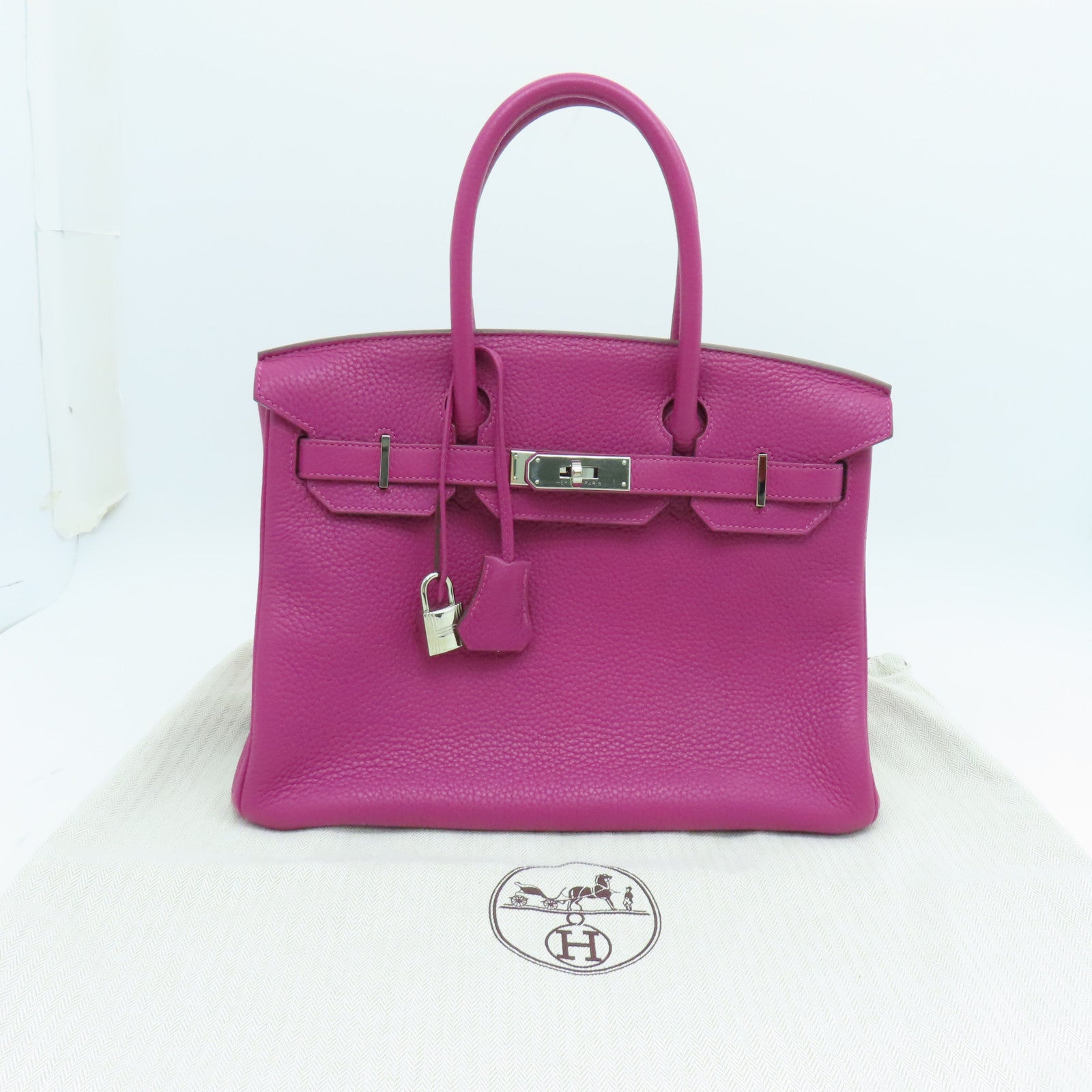 HERMES Togo皮革Birkin 30 Hand Bag銀扣手挽袋紫色