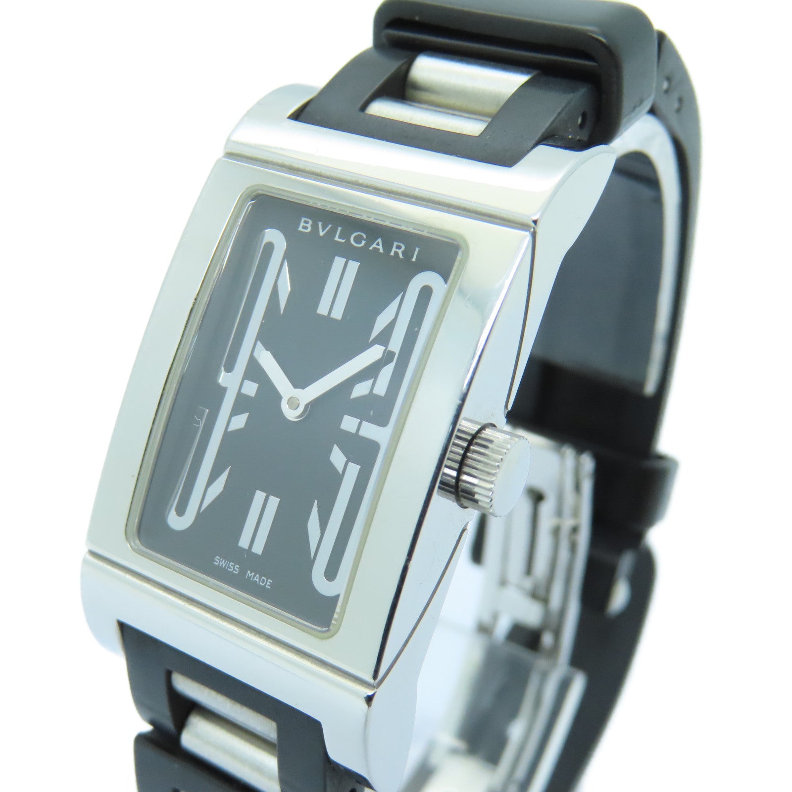 BVLGARI Rettangolo Stainless Steel Watch Quartz Movement Black