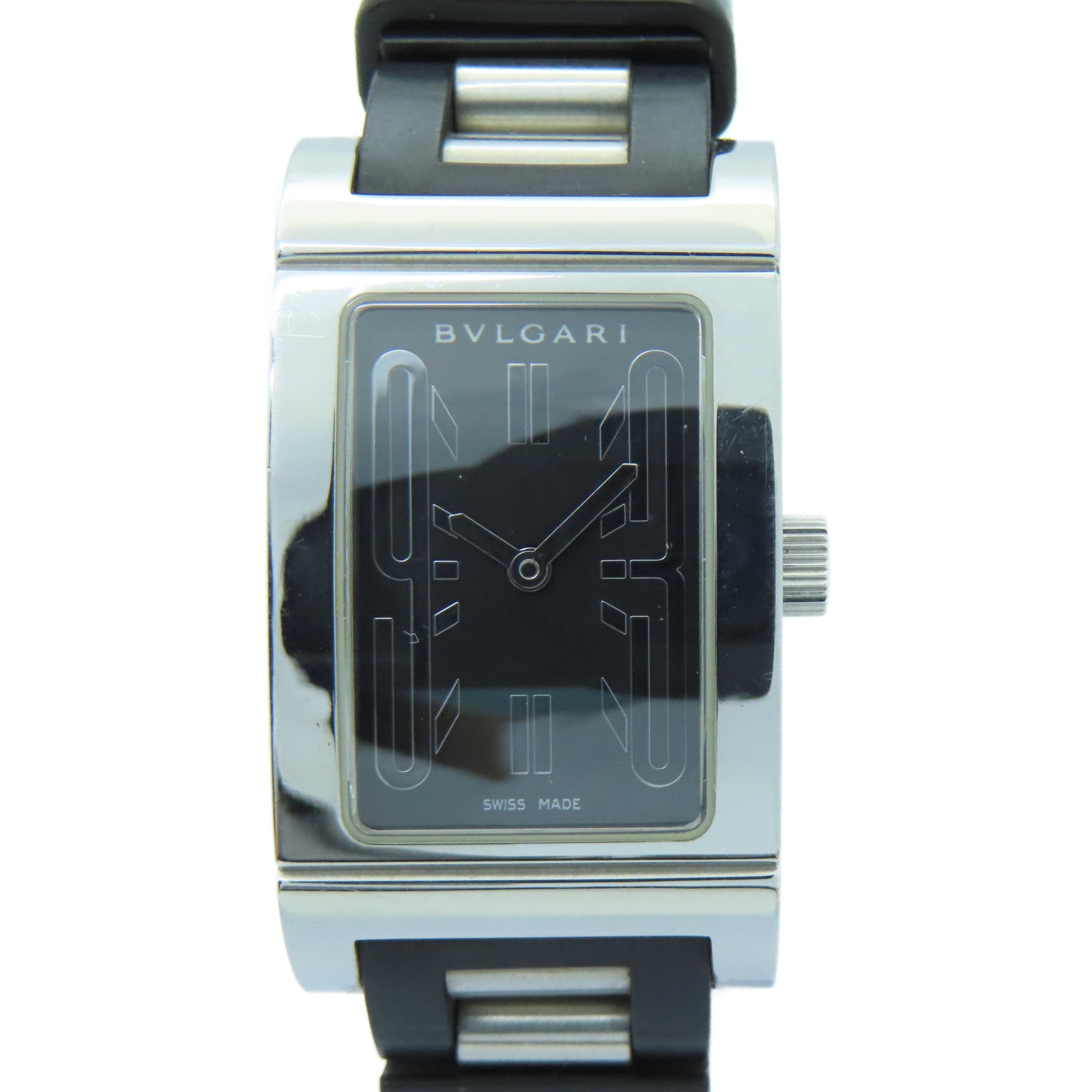 BVLGARI Rettangolo Stainless Steel Watch Quartz Movement Black