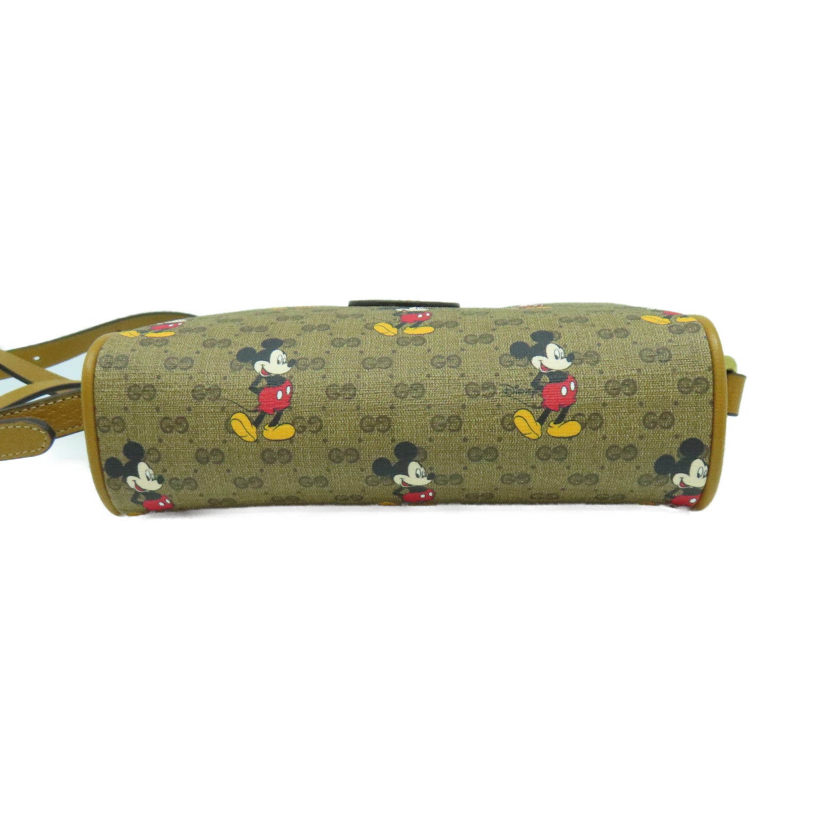 GUCCI 塗層帆布Disney Shoulder Bag金扣肩背袋啡色
