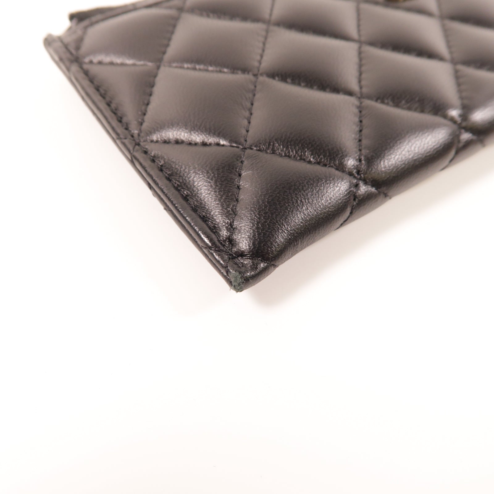 CHANEL 菱格羊皮皮革Long Wallet銀扣長錢包黑色