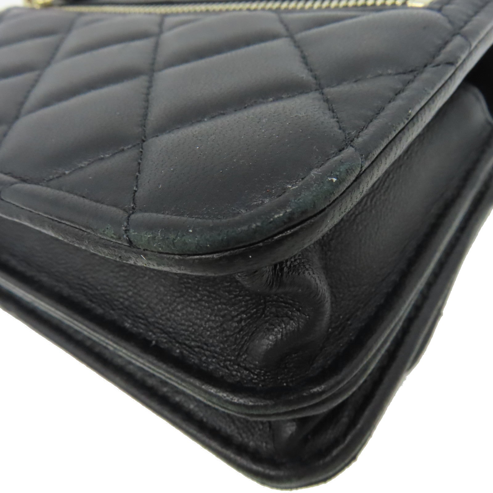 CHANEL 菱格羊皮皮革Trendy WOC Wallet On Chain金扣鏈帶肩背袋黑色