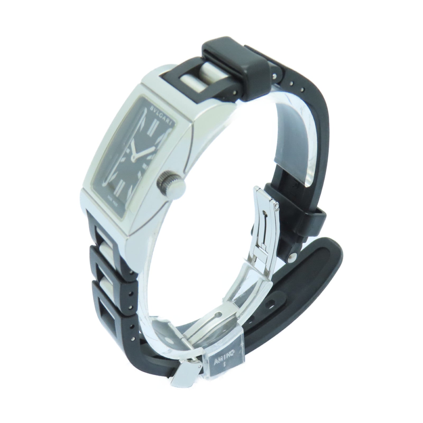 BVLGARI Rettangolo Stainless Steel Watch Quartz Movement Black