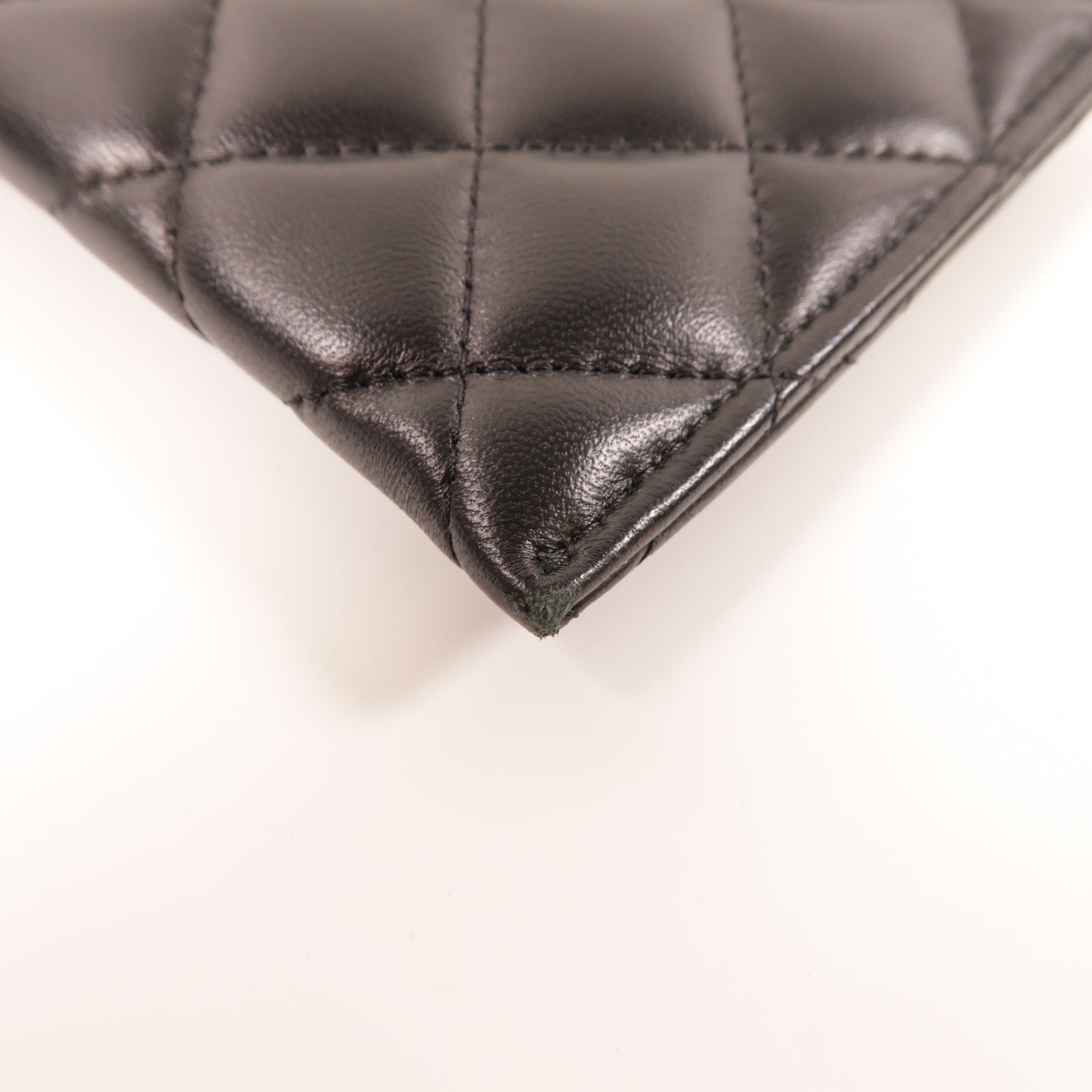 CHANEL 菱格羊皮皮革Long Wallet銀扣長錢包黑色
