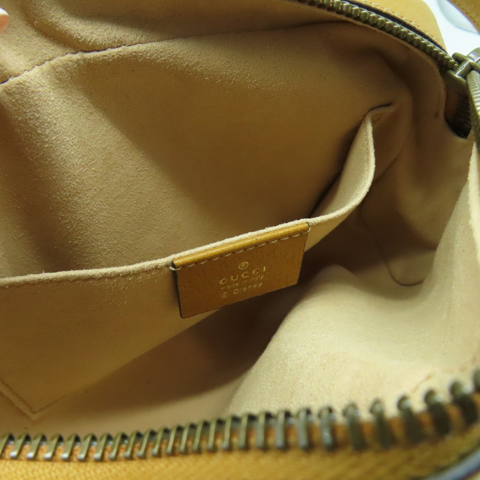 GUCCI 塗層帆布Disney Shoulder Bag金扣肩背袋啡色