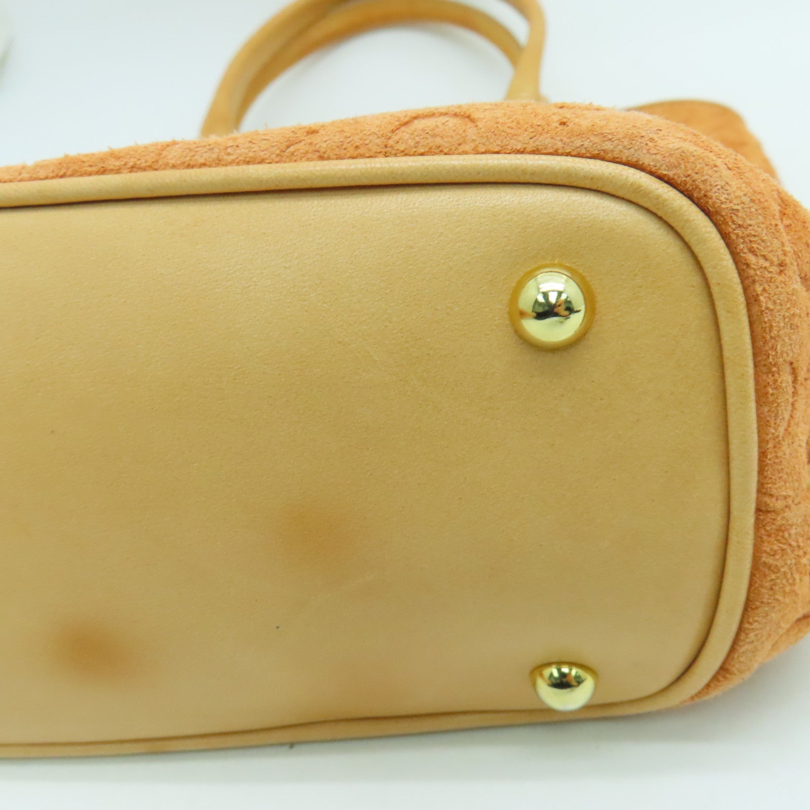 CELINE 麂皮皮革/牛皮皮革Hand Bag金扣手挽袋橙色