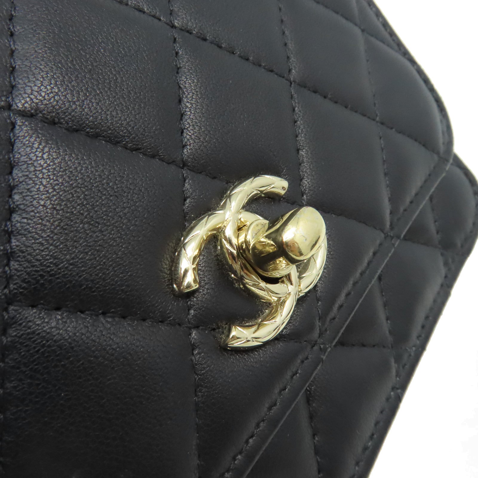CHANEL 菱格羊皮皮革Trendy WOC Wallet On Chain金扣鏈帶肩背袋黑色