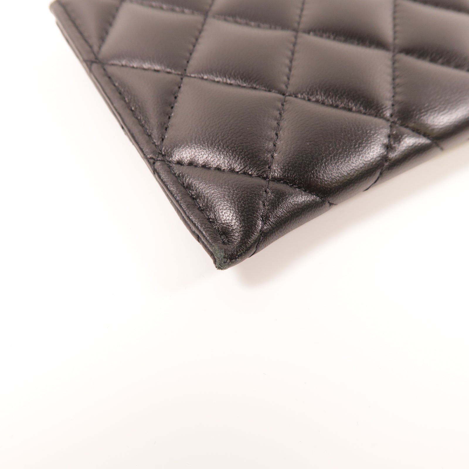 CHANEL 菱格羊皮皮革Long Wallet銀扣長錢包黑色