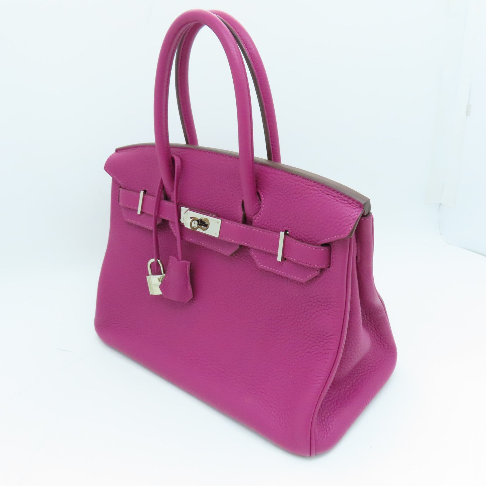 HERMES Togo皮革Birkin 30 Hand Bag銀扣手挽袋紫色