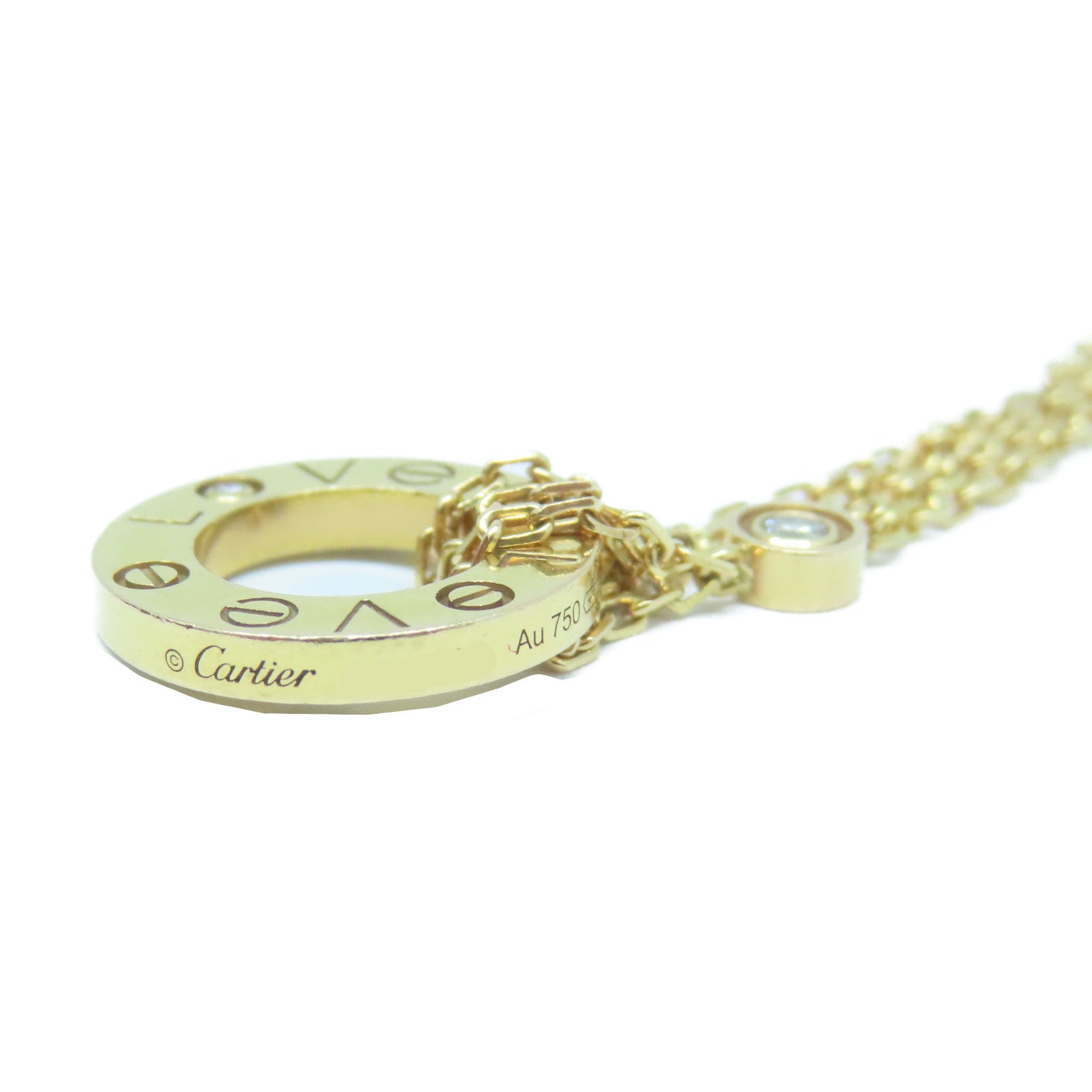 CARTIER 18K黃金Love Bracelet 2 diamonds手鏈金色 #16.25cm