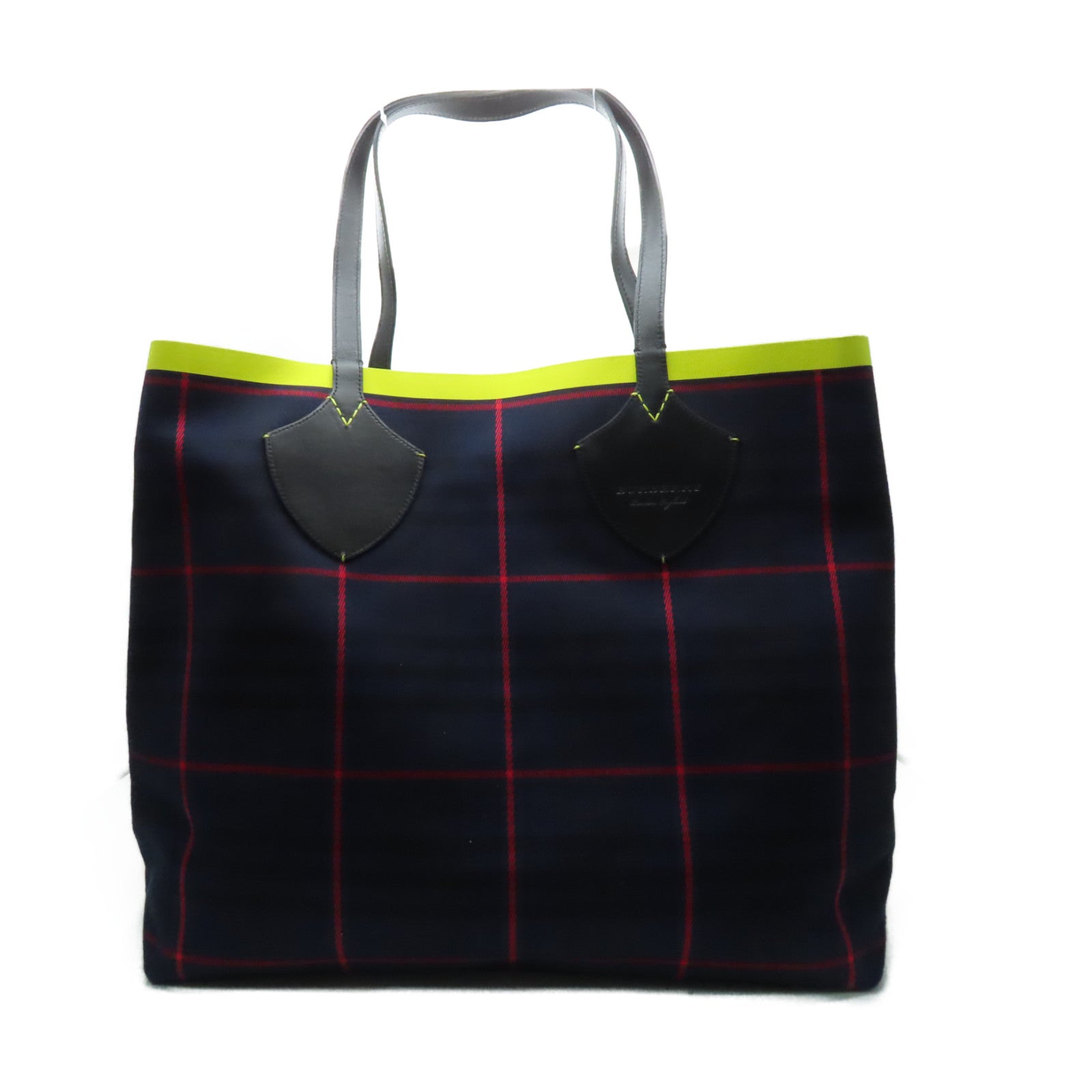 BURBERRY 帆布/皮革Tote Bag手挽袋深藍色/黃色/紅色