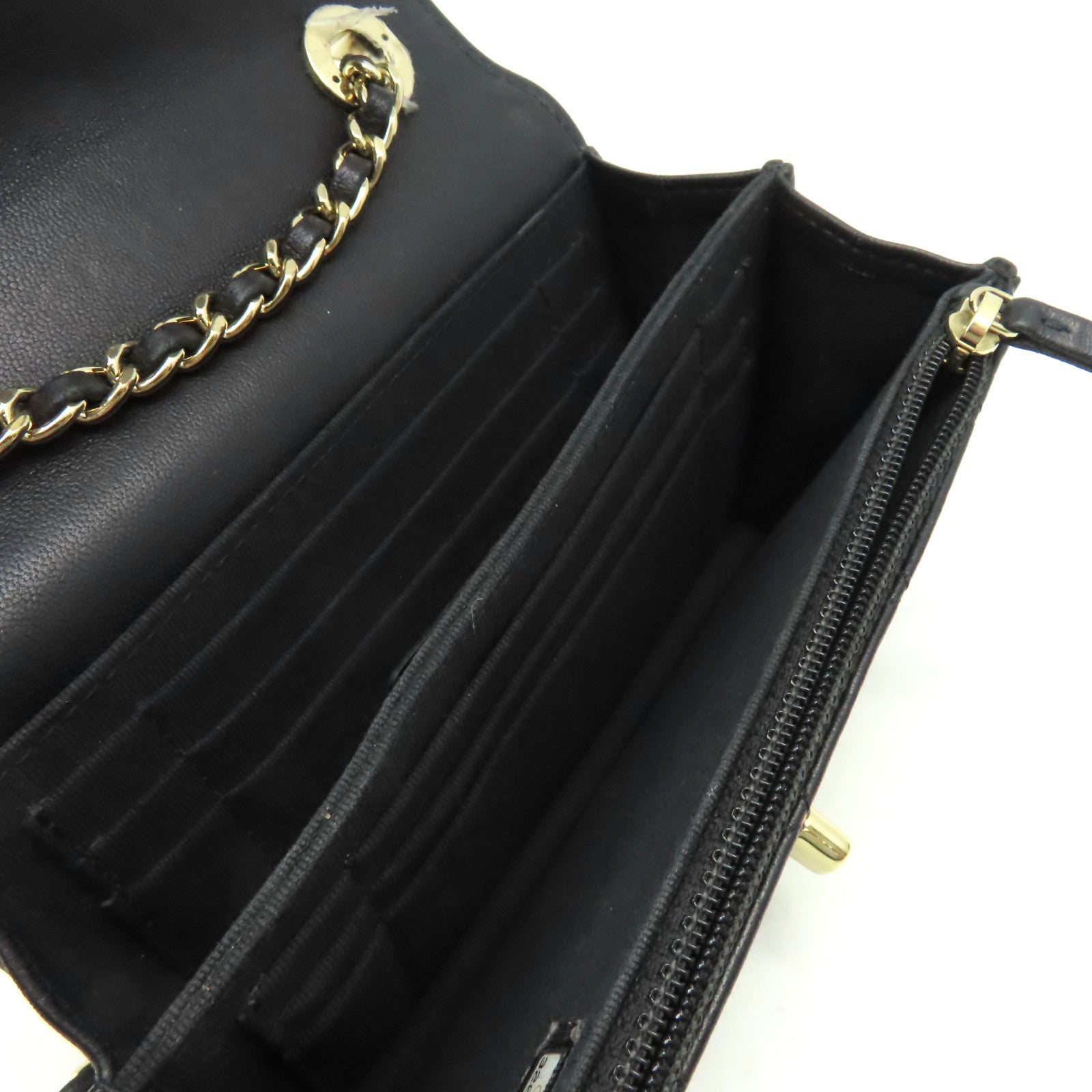 CHANEL 菱格羊皮皮革Trendy WOC Wallet On Chain金扣鏈帶肩背袋黑色