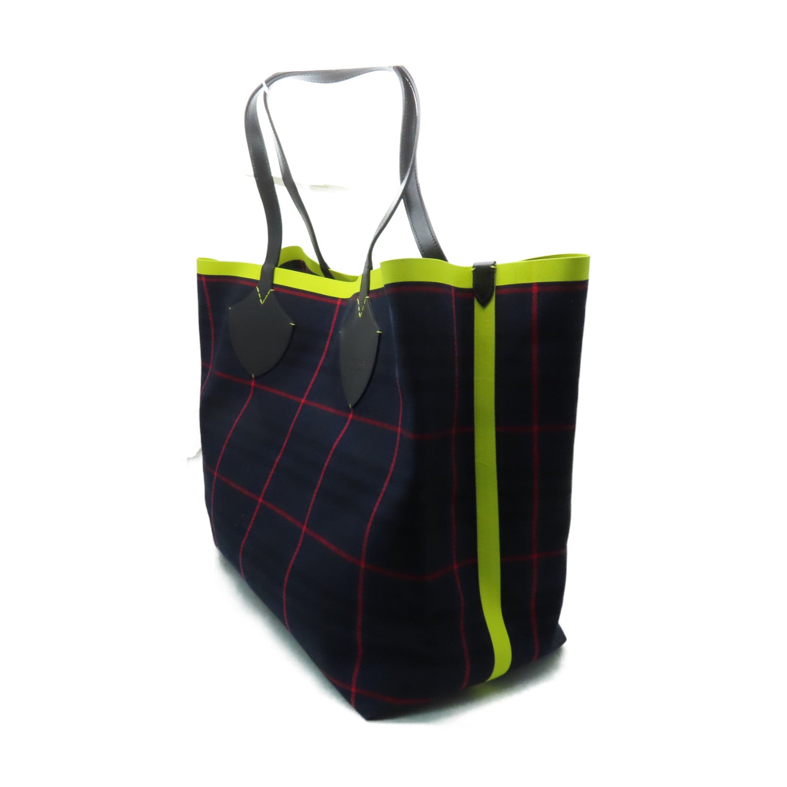 BURBERRY 帆布/皮革Tote Bag手挽袋深藍色/黃色/紅色