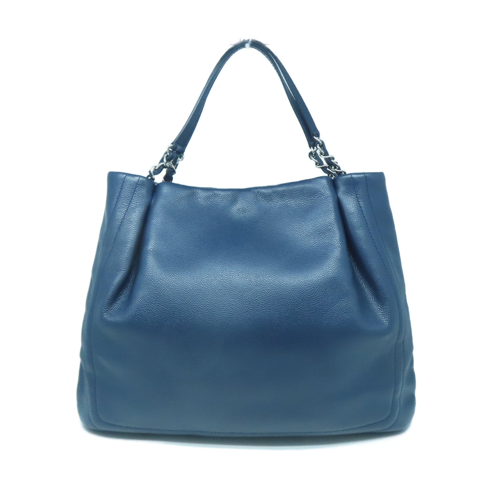 CHANEL 牛皮皮革Hand Bag銀扣手挽袋藍色