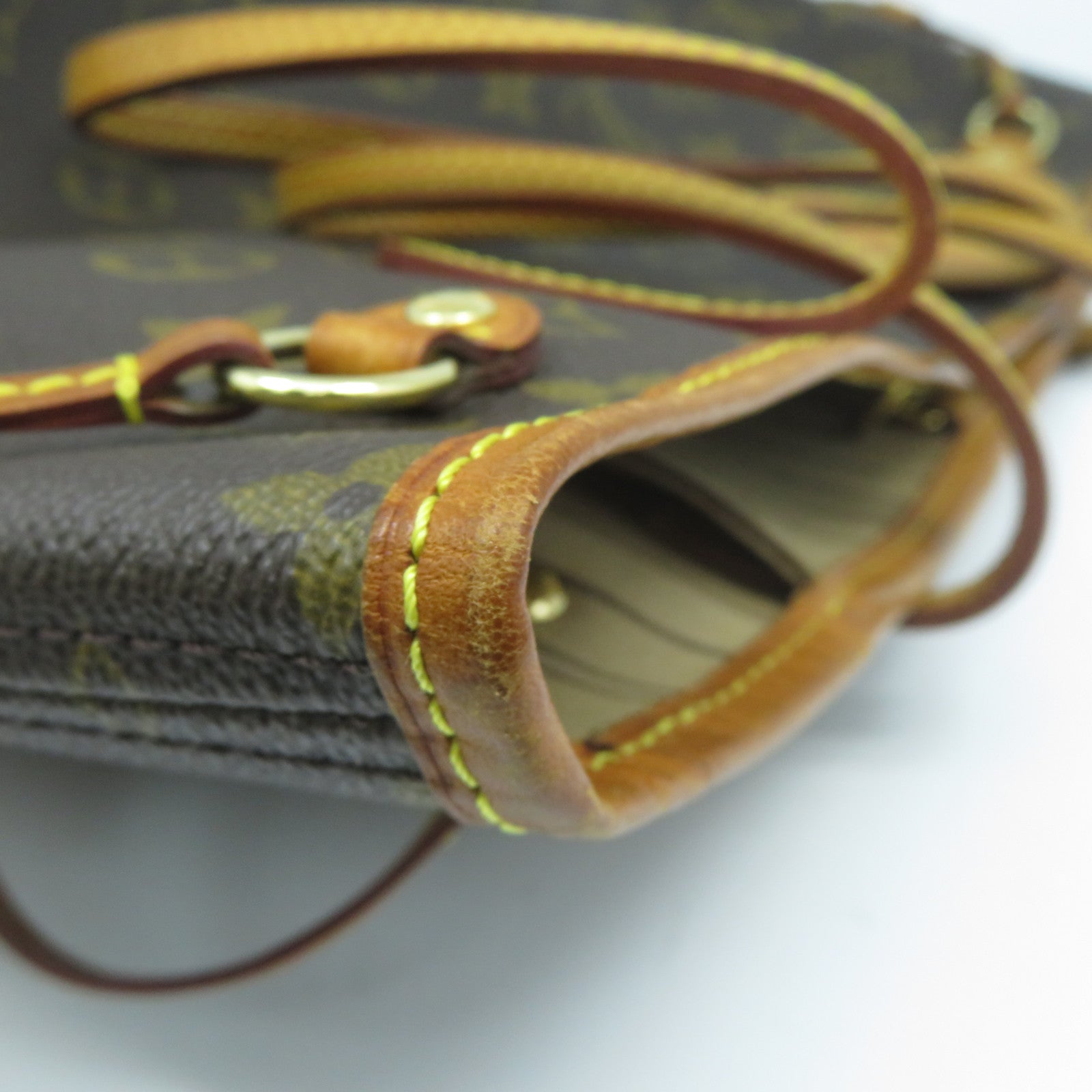 LOUIS VUITTON Monogram Neverfull PM金扣手挽袋啡色