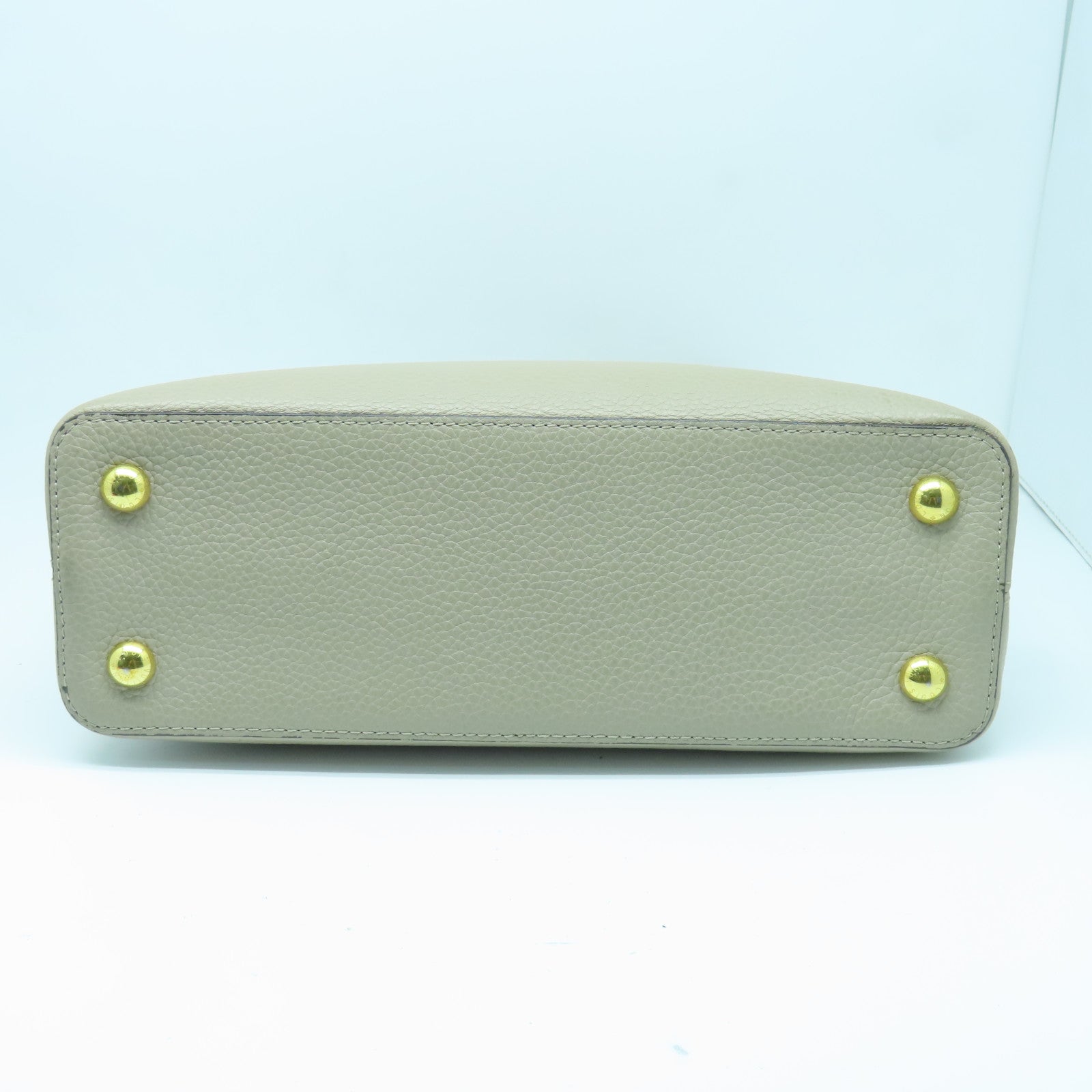 LOUIS VUITTON 牛皮皮革/蛇皮皮革Capucines MM金扣手挽肩背两用袋灰褐色