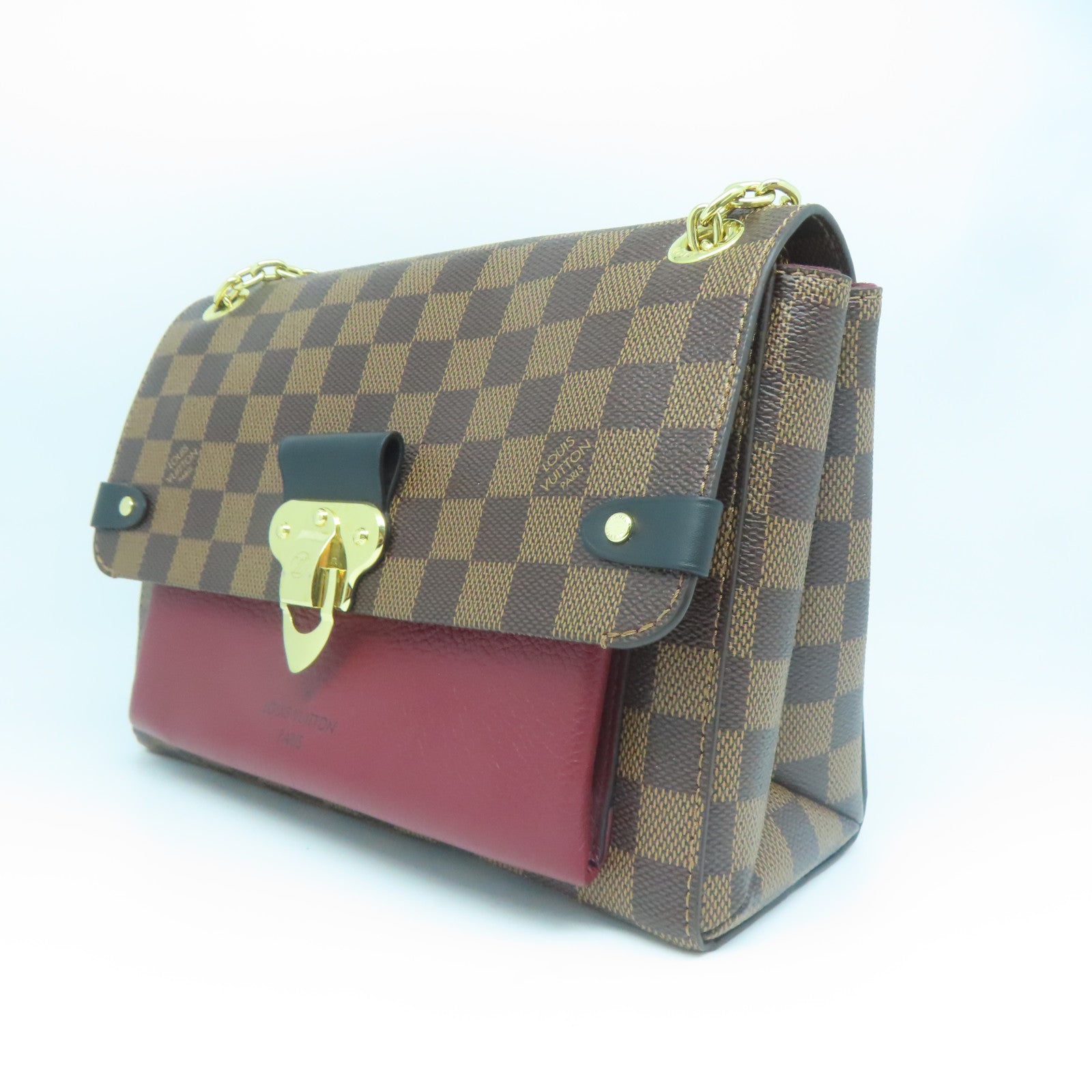 LOUIS VUITTON Damier Vavin PM金扣肩背袋啡色/紅色
