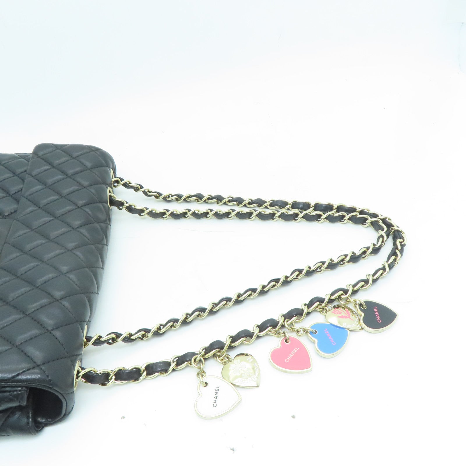 CHANEL 牛皮皮革Shoulder Bag金扣鏈帶肩背兩用袋黑色