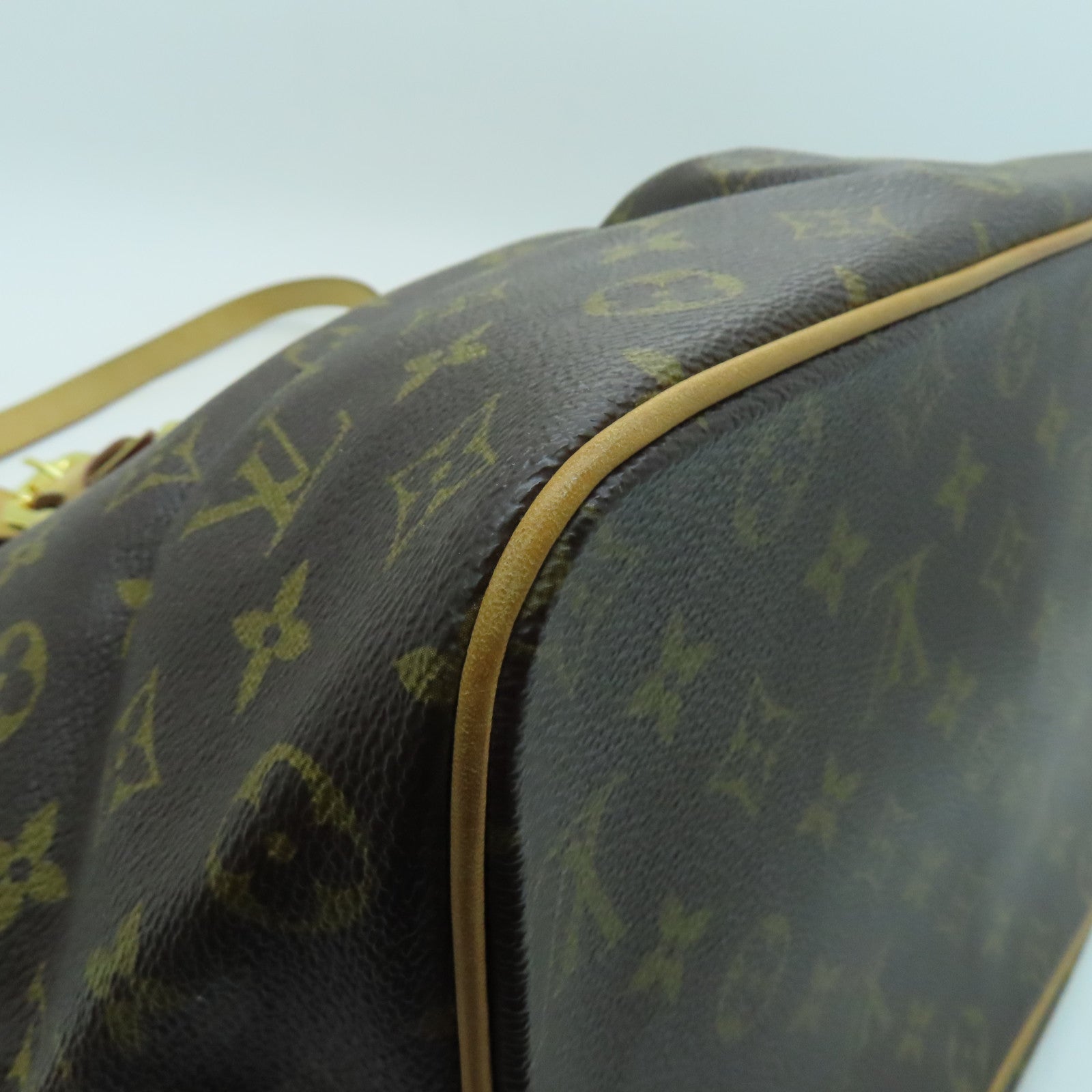 LOUIS VUITTON Monogram Palermo GM Gold Buckle Handle Shoulder Bag Brown