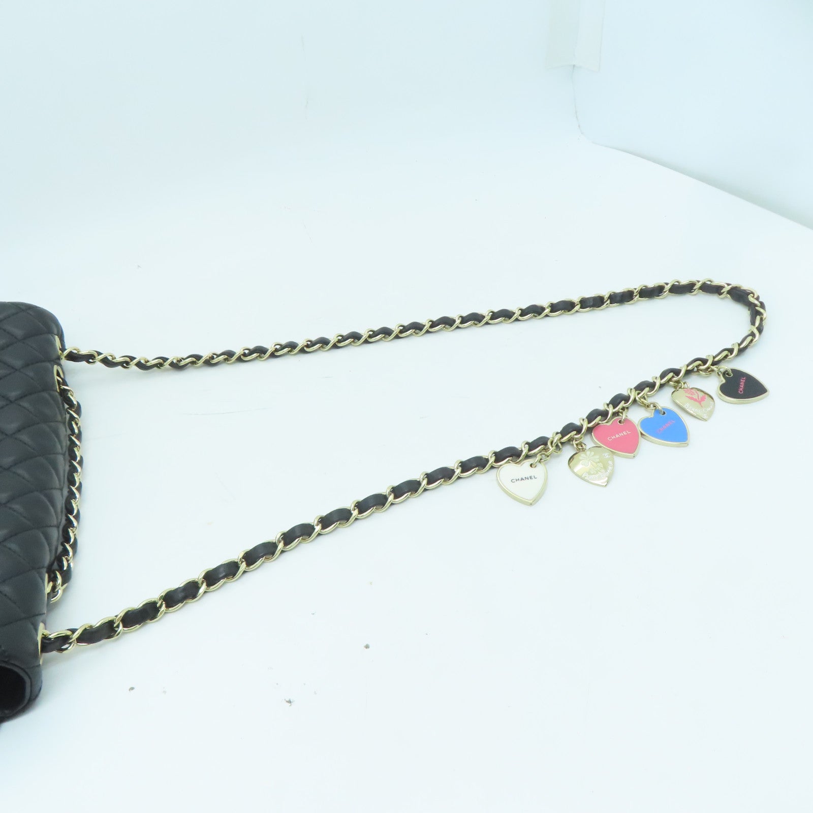 CHANEL 牛皮皮革Shoulder Bag金扣鏈帶肩背兩用袋黑色