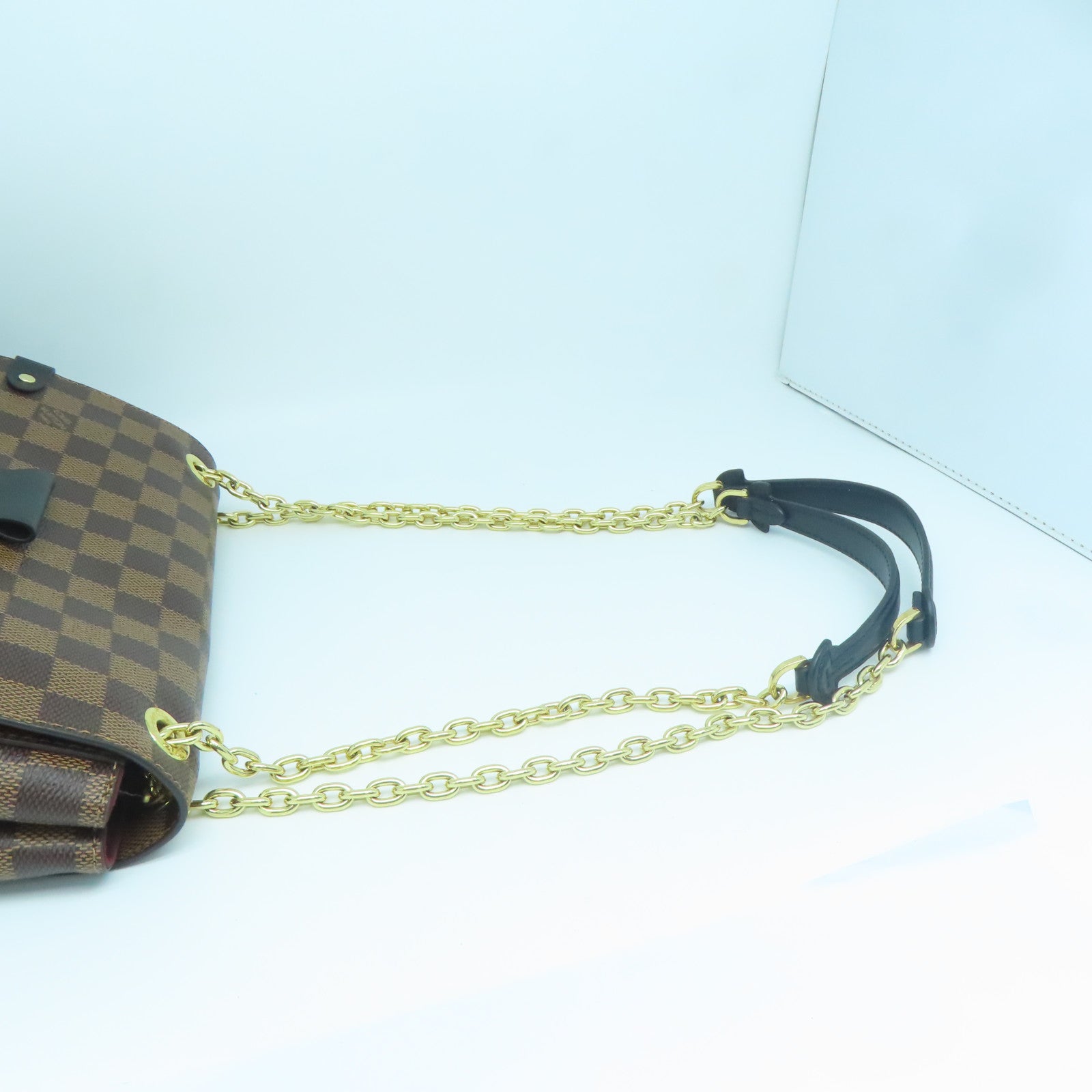 LOUIS VUITTON Damier Vavin PM金扣肩背袋啡色/紅色