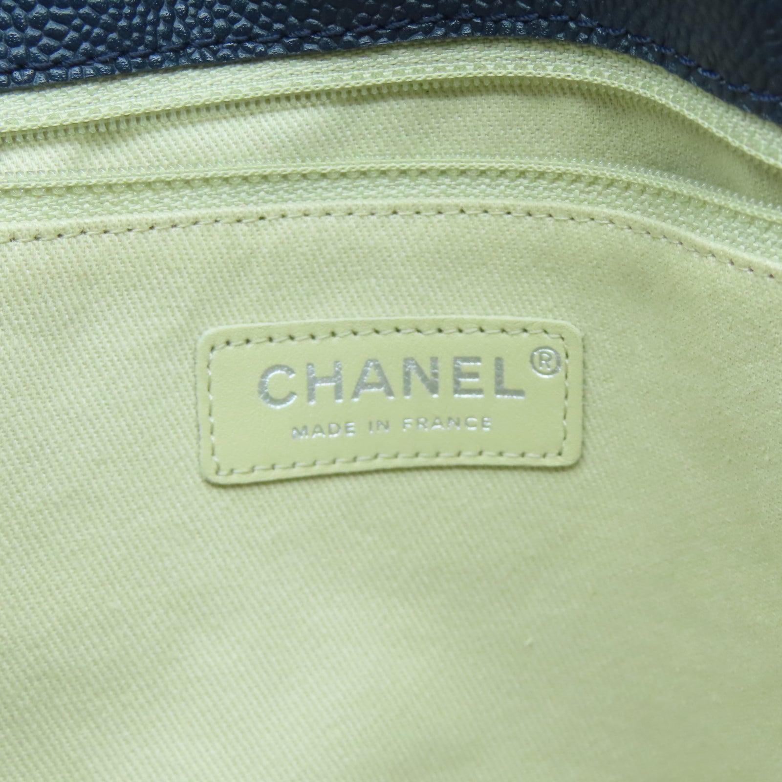 CHANEL 牛皮皮革Hand Bag銀扣手挽袋藍色