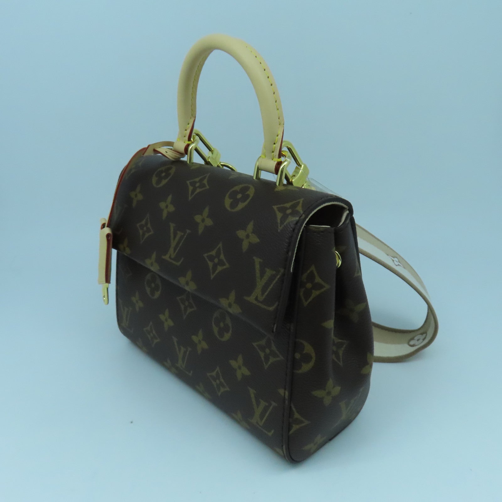 LOUIS VUITTON Monogram Cluny Mini 2 way Shoulder金扣手挽肩背兩用袋啡色
