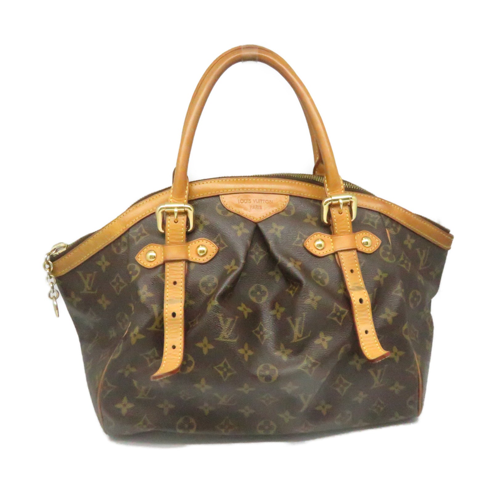 LOUIS VUITTON Monogram Tivoli GM Gold Buckle Handle Bag Brown