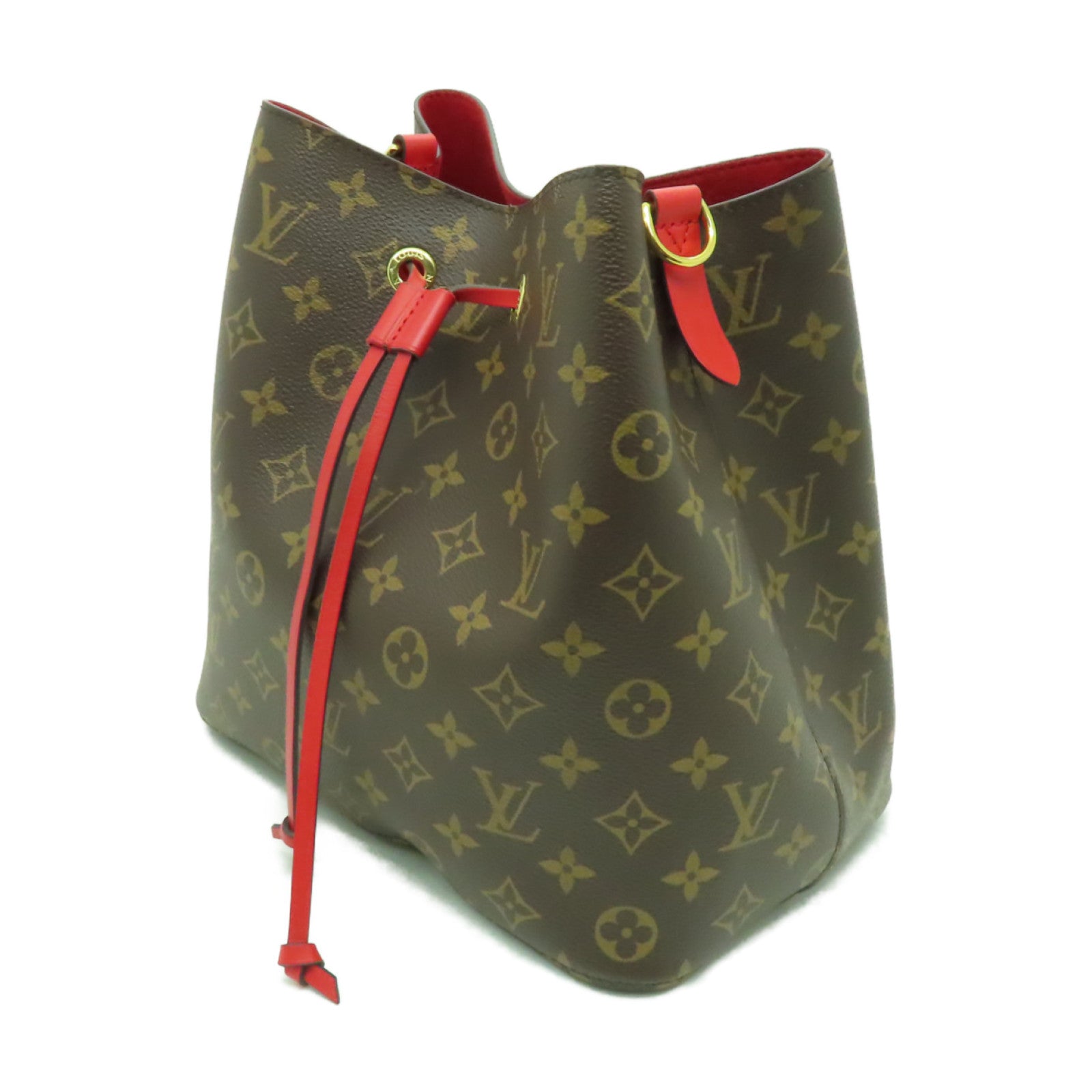 LOUIS VUITTON Monogram Neo Noe金扣肩背袋啡色/紅色