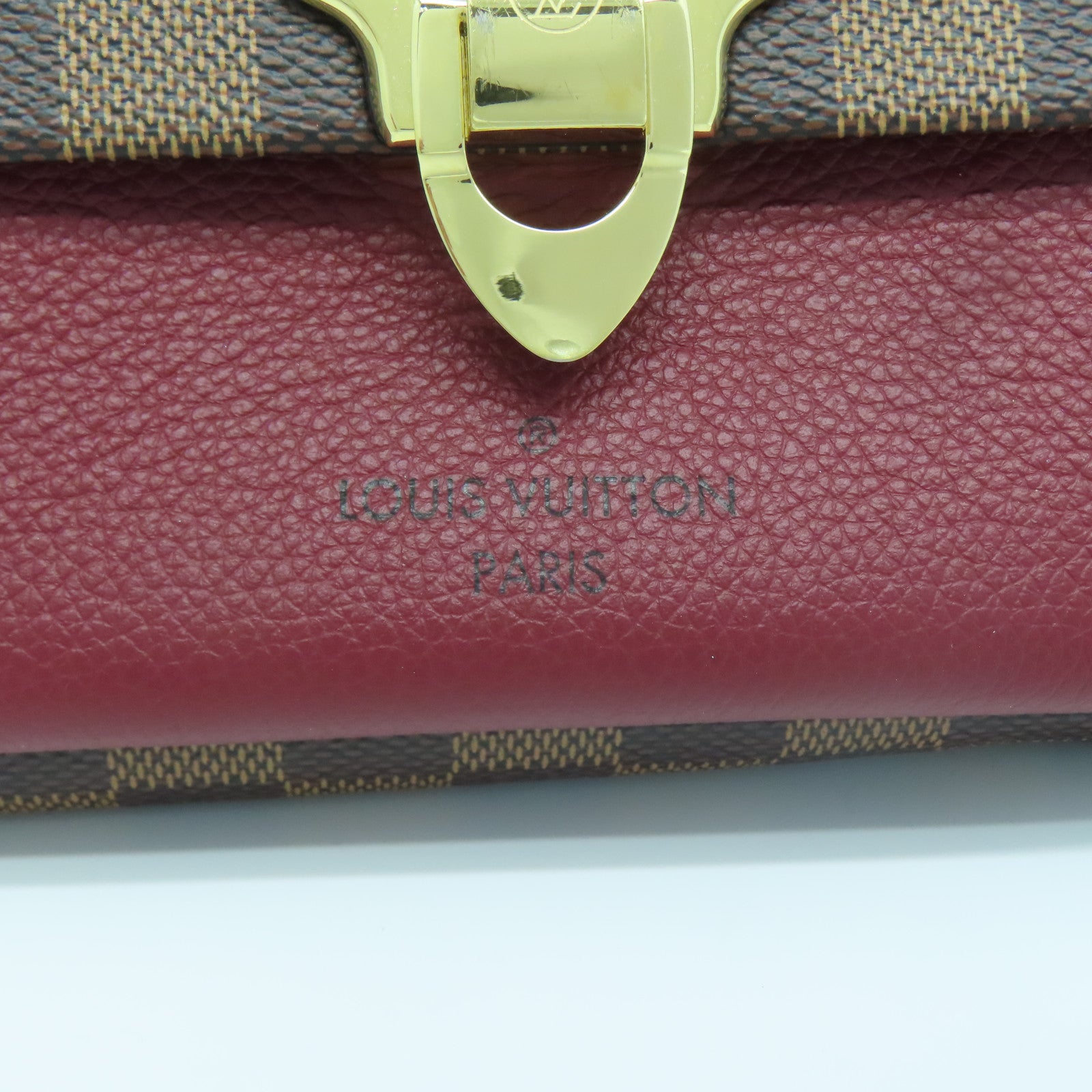 LOUIS VUITTON Damier Vavin PM金扣肩背袋啡色/紅色