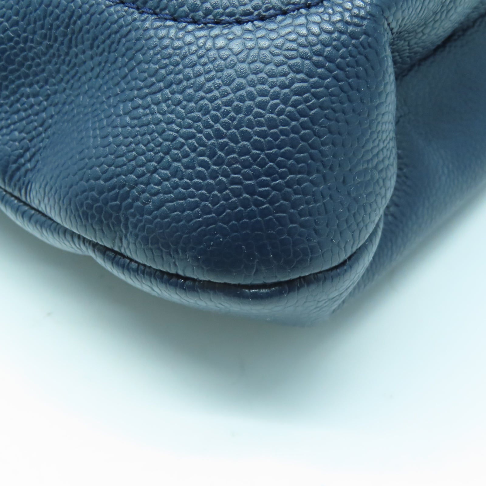 CHANEL 牛皮皮革Hand Bag銀扣手挽袋藍色