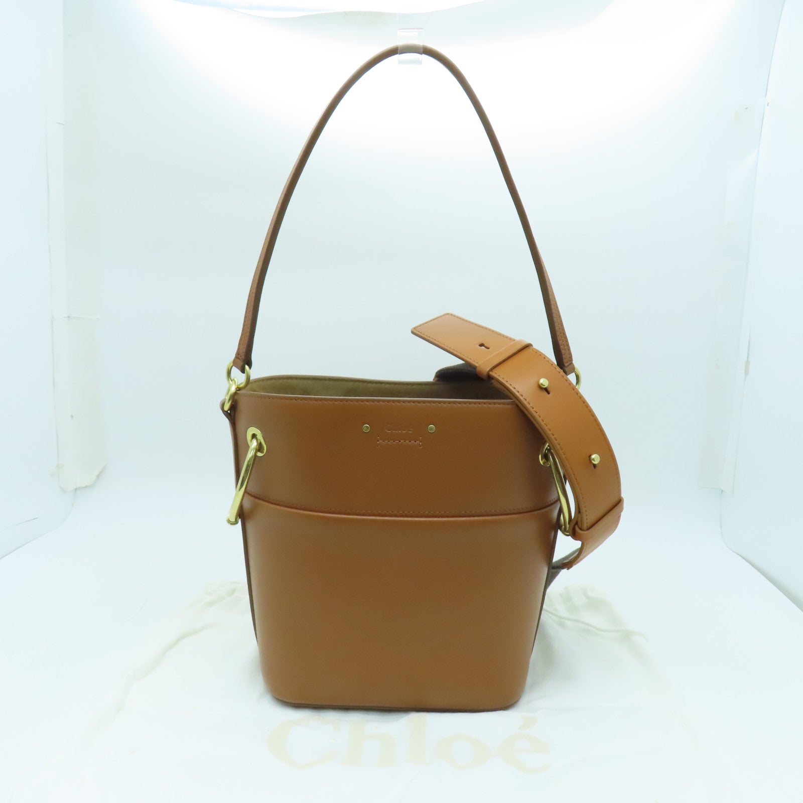 Chloe 牛皮皮革2way Shoulder Bag金扣手挽肩背兩用袋啡色