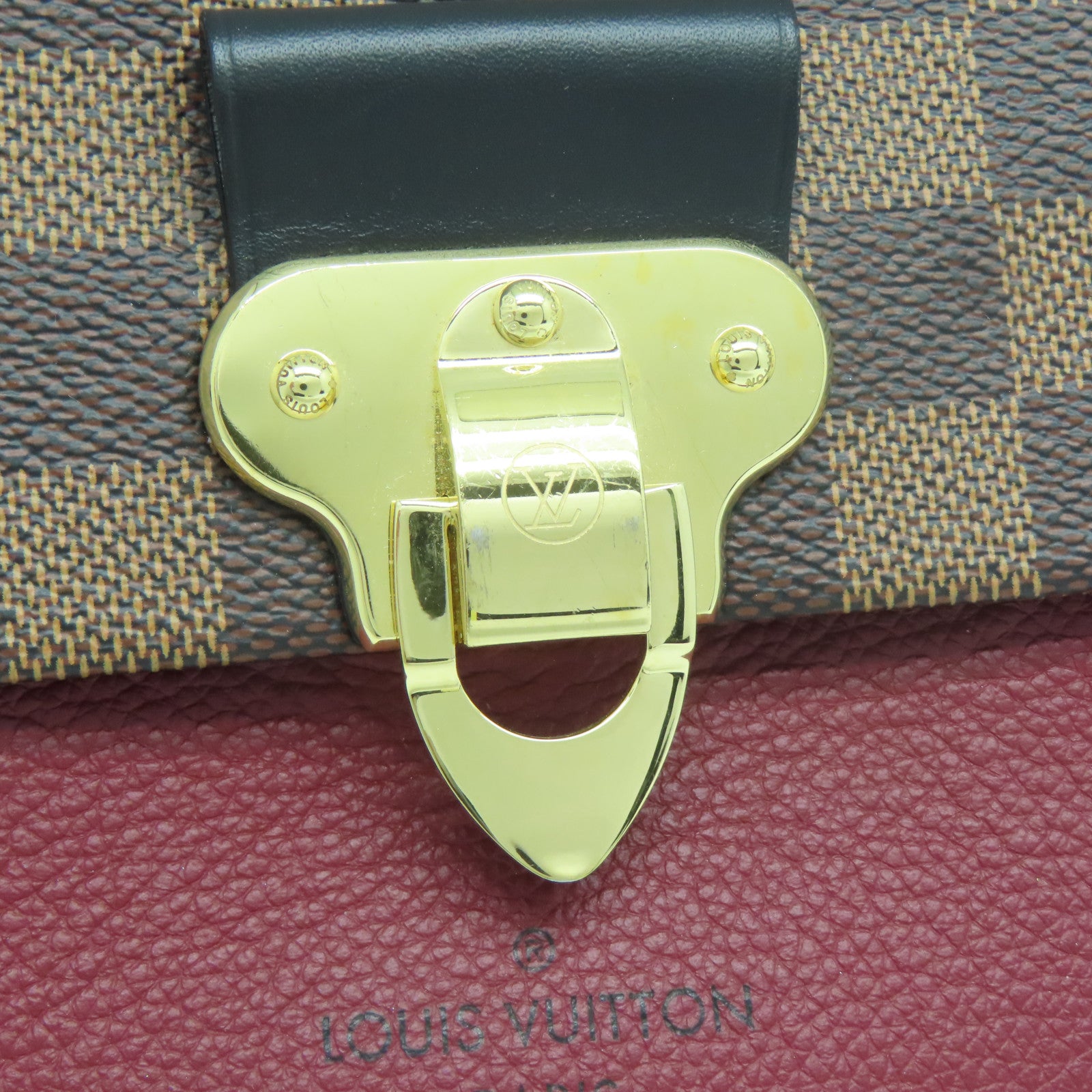LOUIS VUITTON Damier Vavin PM金扣肩背袋啡色/紅色