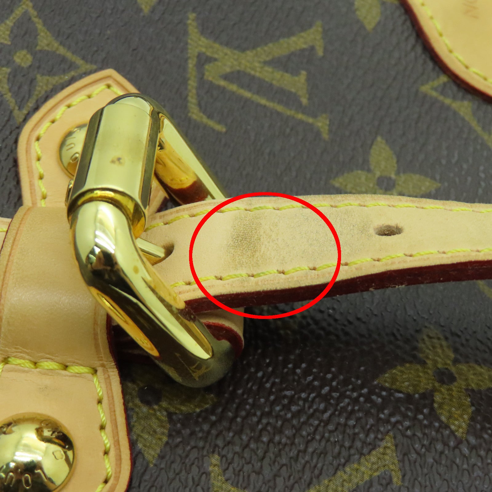 LOUIS VUITTON Monogram Palermo GM Gold Buckle Handle Shoulder Bag Brown