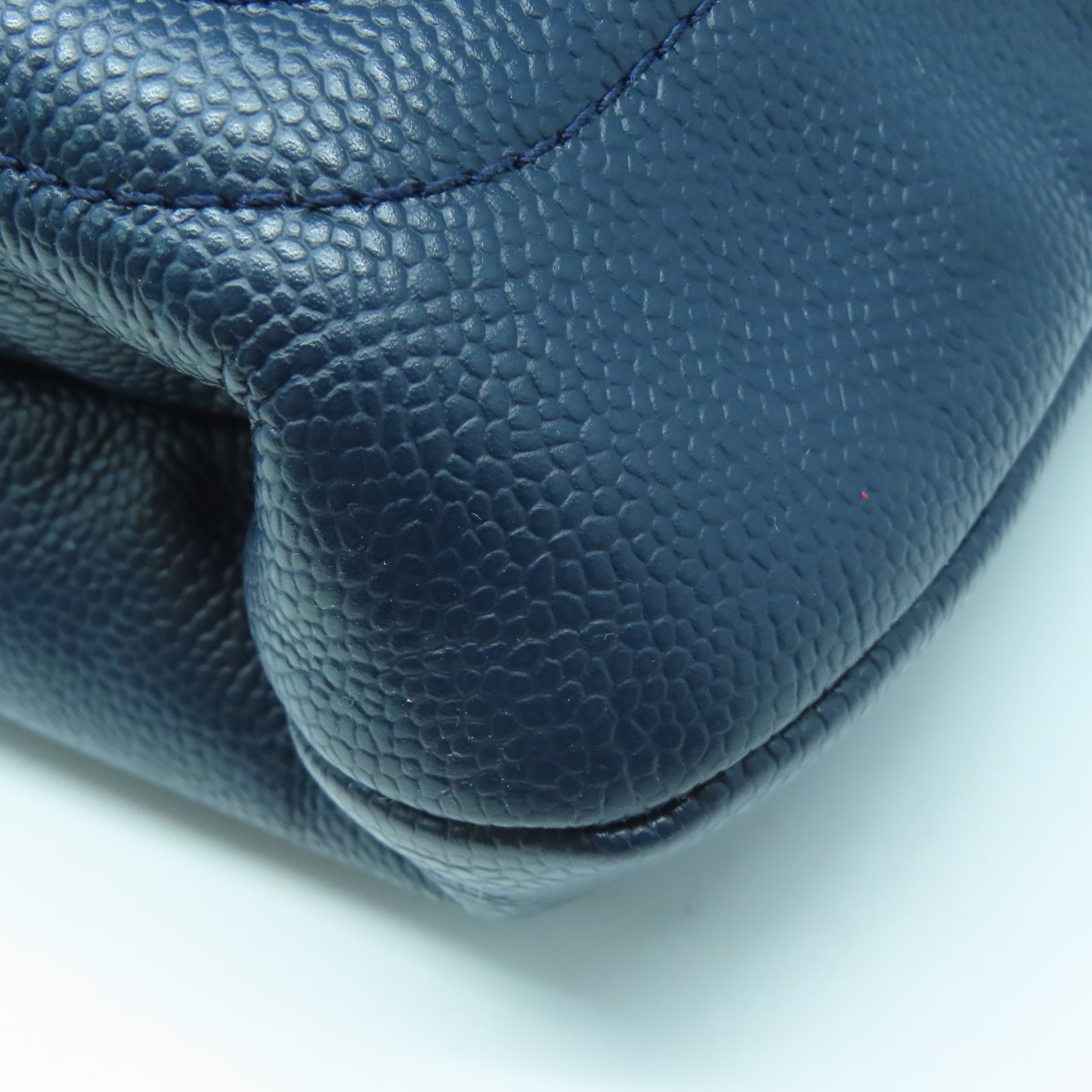 CHANEL 牛皮皮革Hand Bag銀扣手挽袋藍色