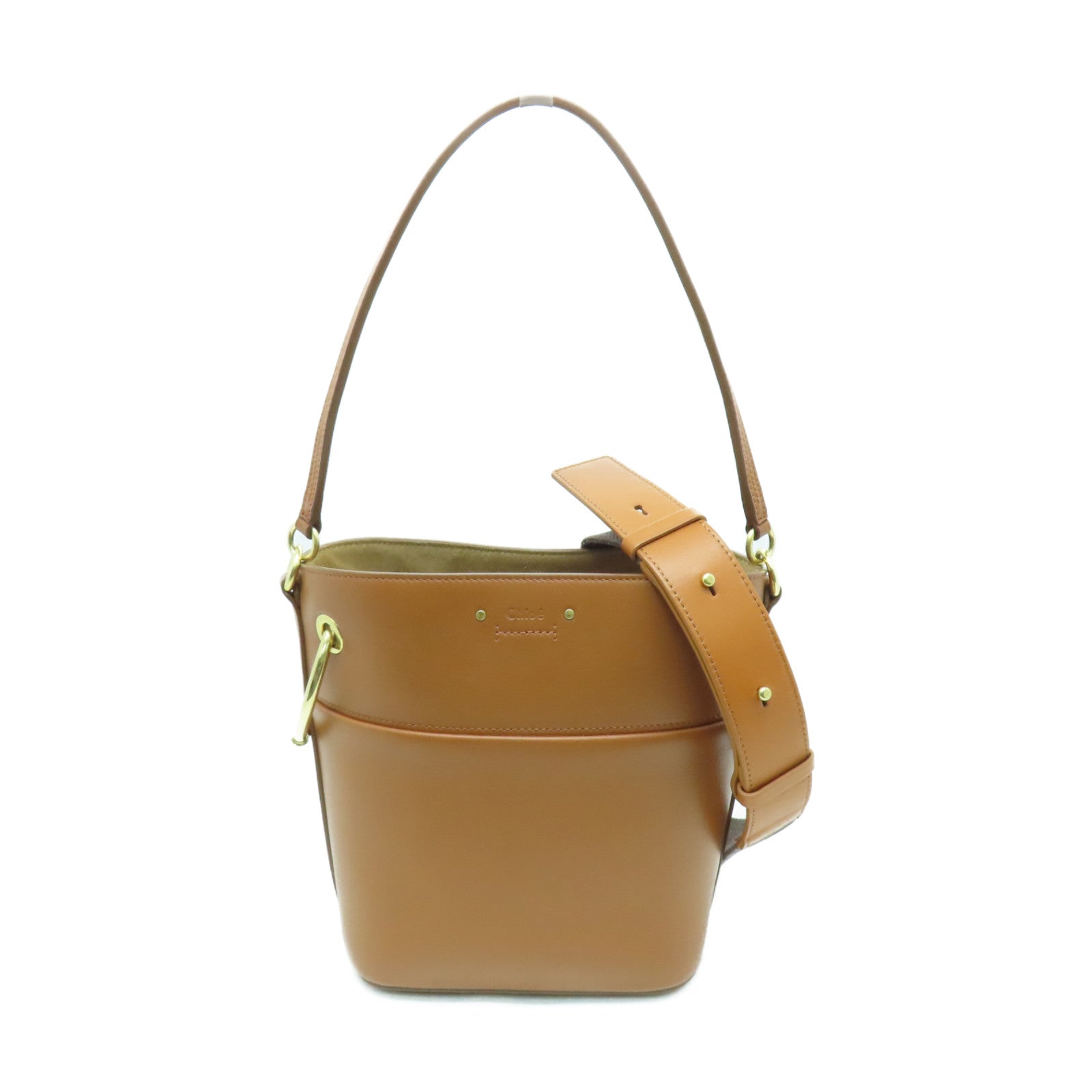 Chloe 牛皮皮革2way Shoulder Bag金扣手挽肩背兩用袋啡色