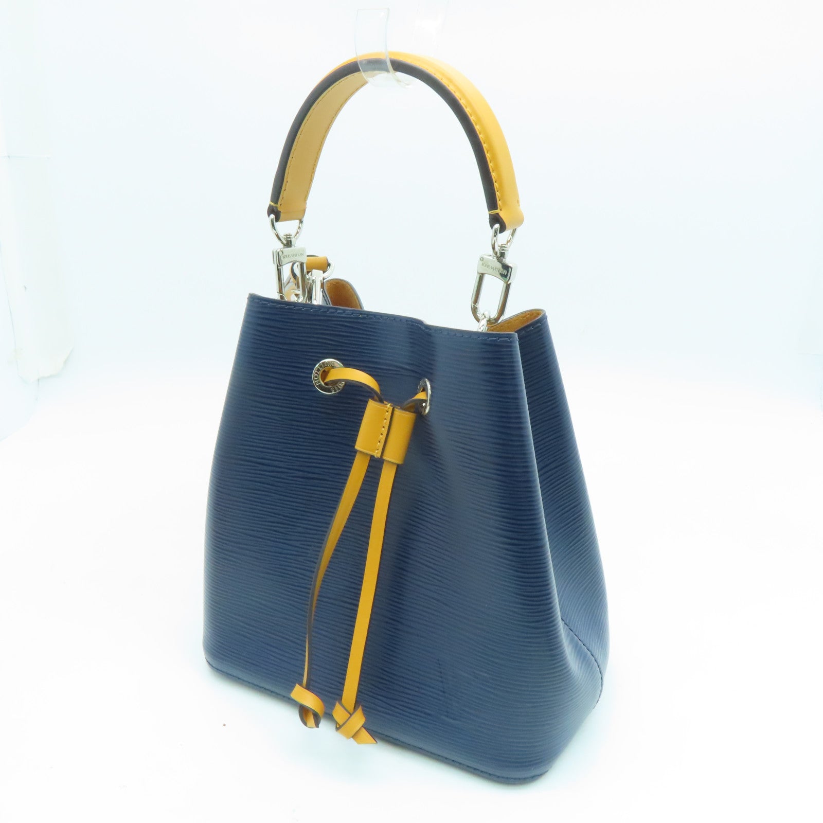 LOUIS VUITTON Epi Leather Noe Shoulder Bag Silver Buckle Blue